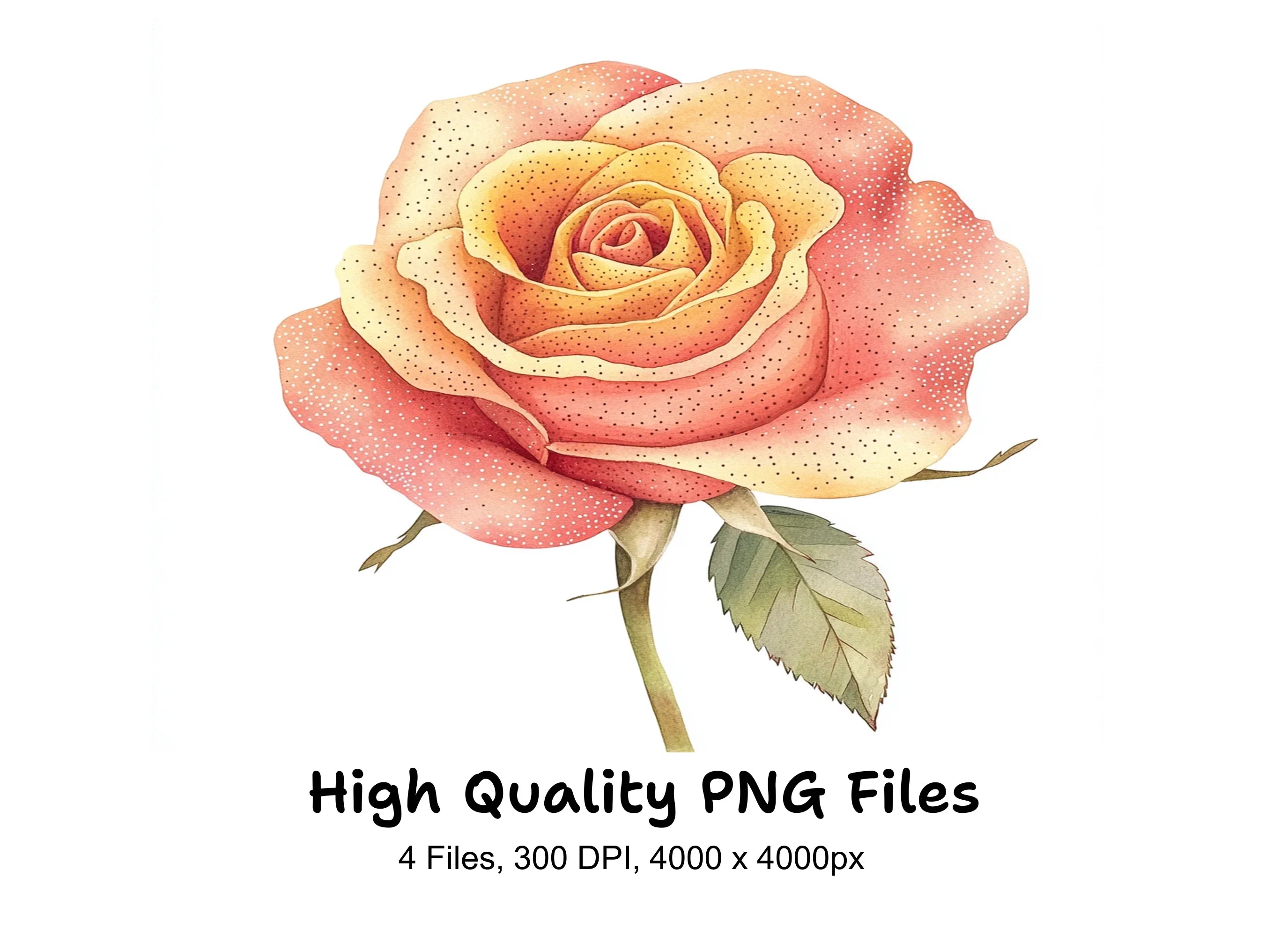 Vibrant Peach and Yellow Rose Clipart Bundle