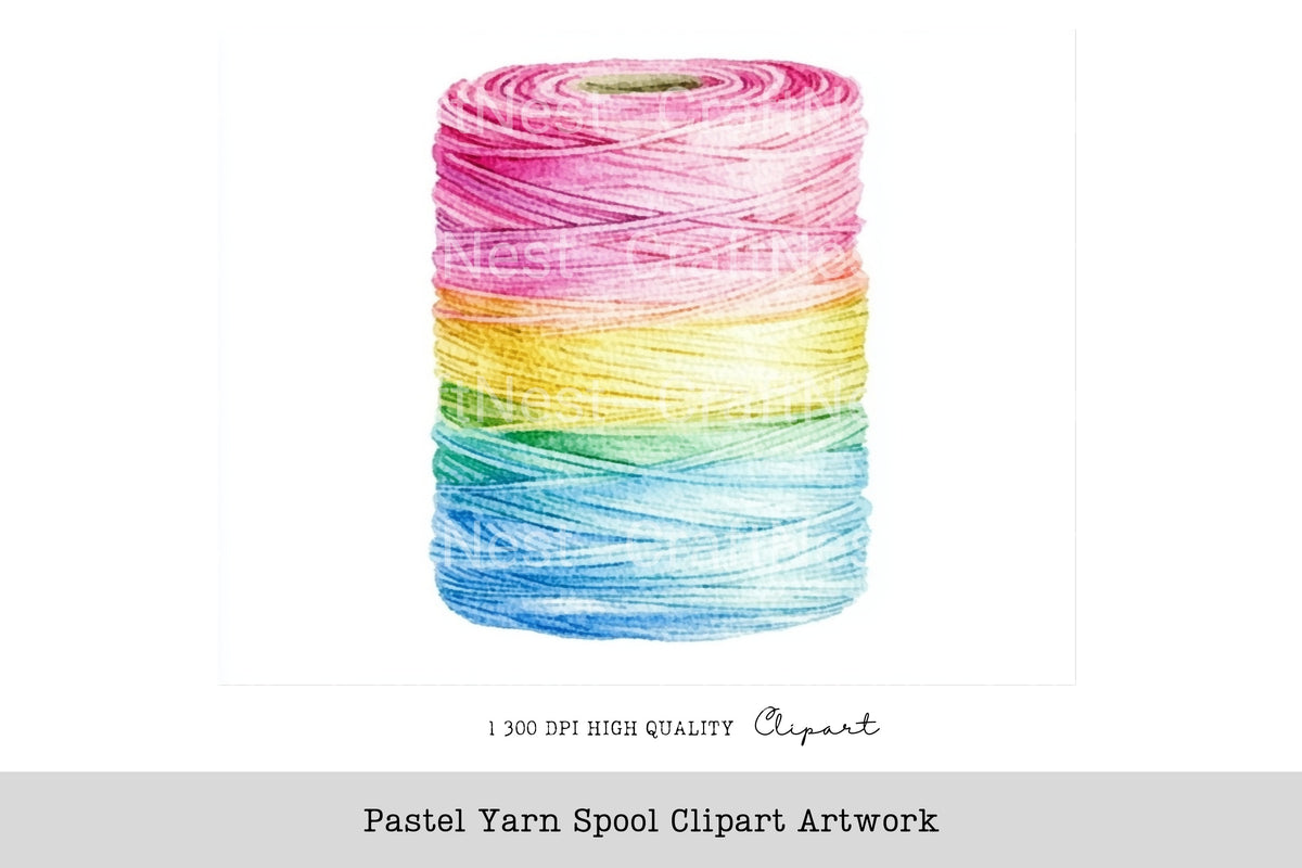 Pastel Yarn Spool Artwork Clipart Bundle