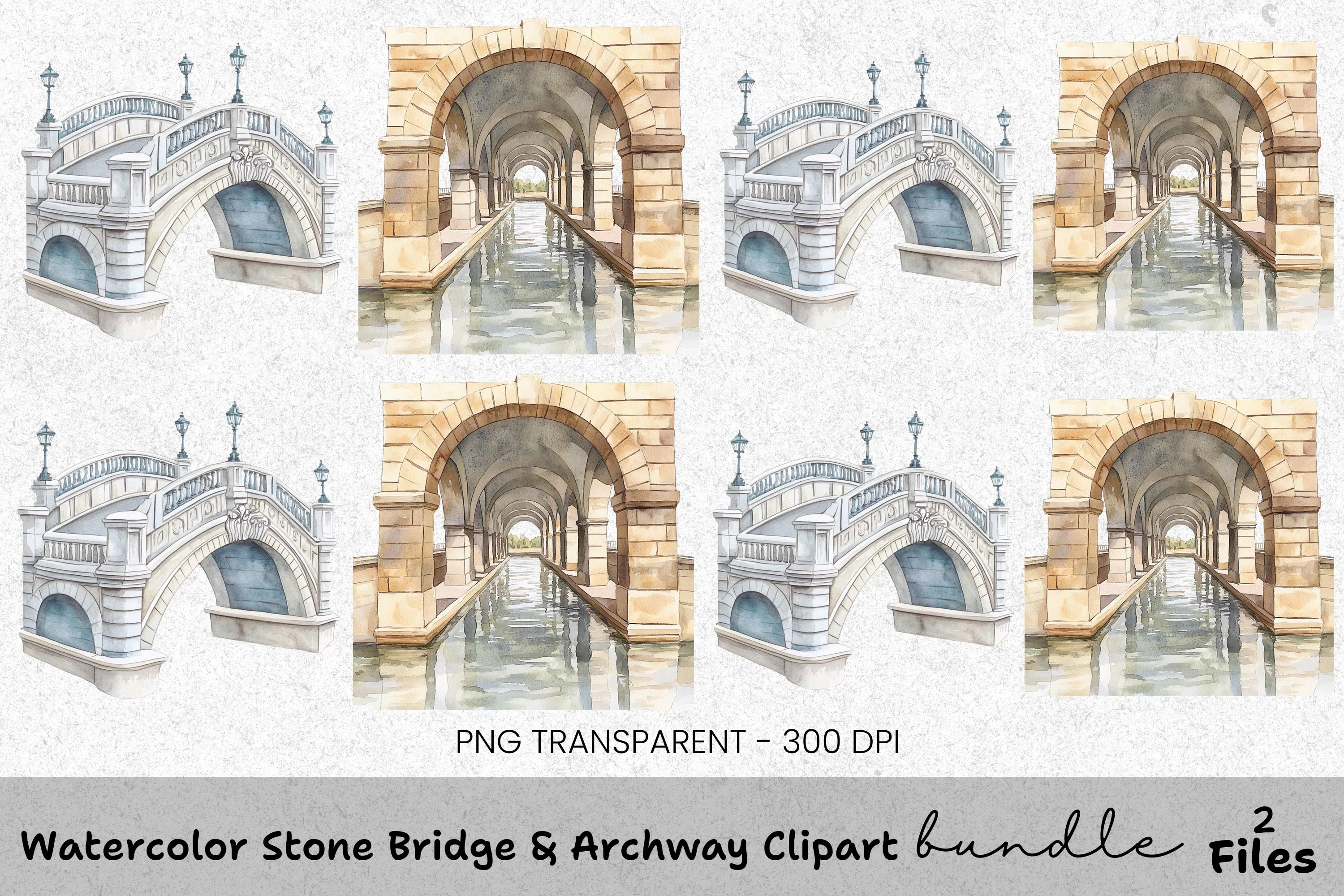 Stone Bridge Archway Clipart Bundle