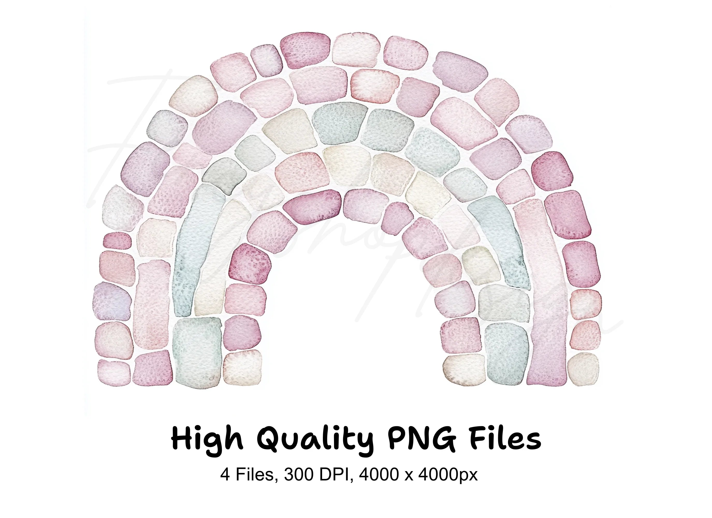 Pastel Rainbow Stone Arch Clipart Bundle