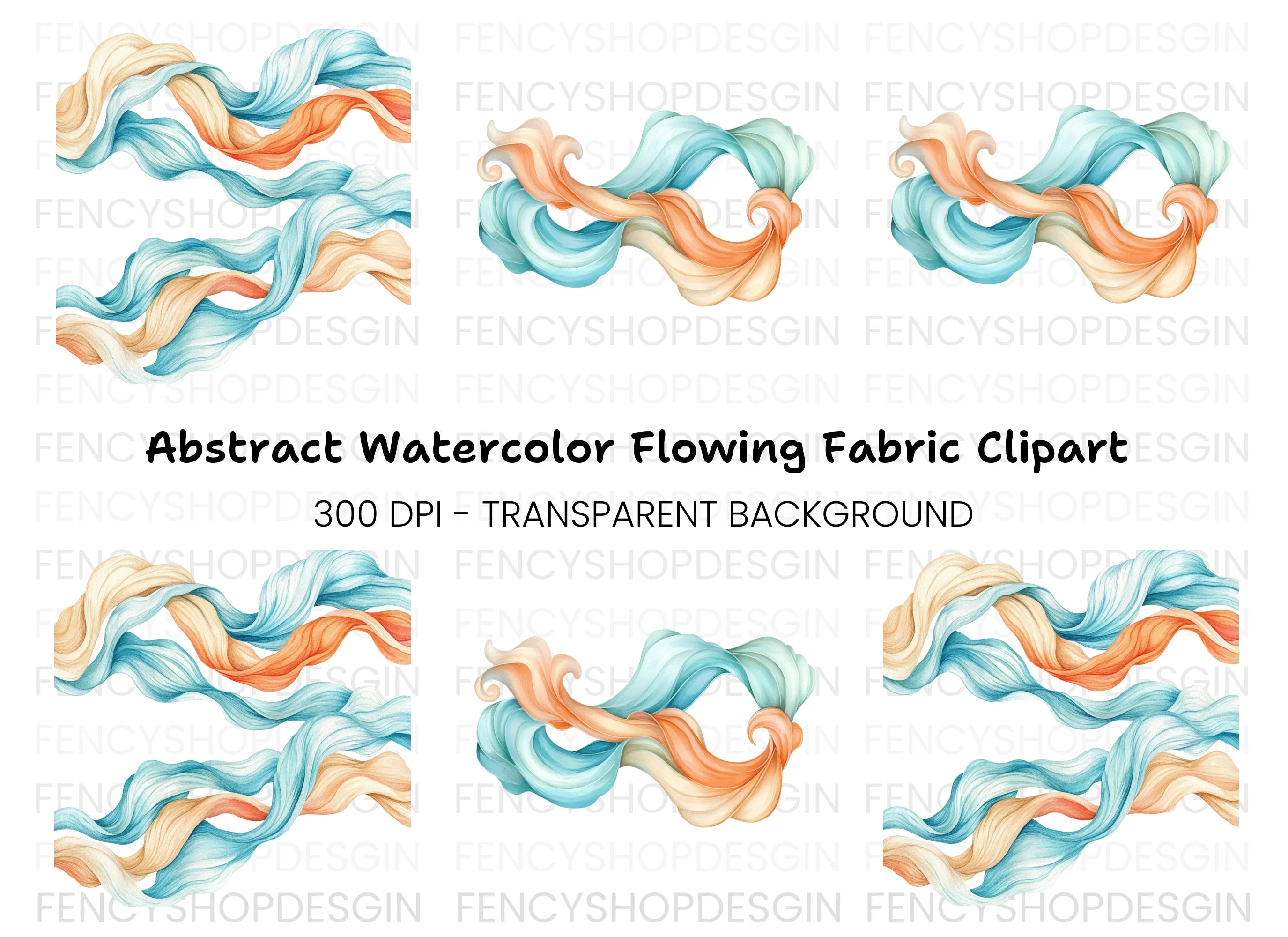 Flowing Fabric Clipart Bundle
