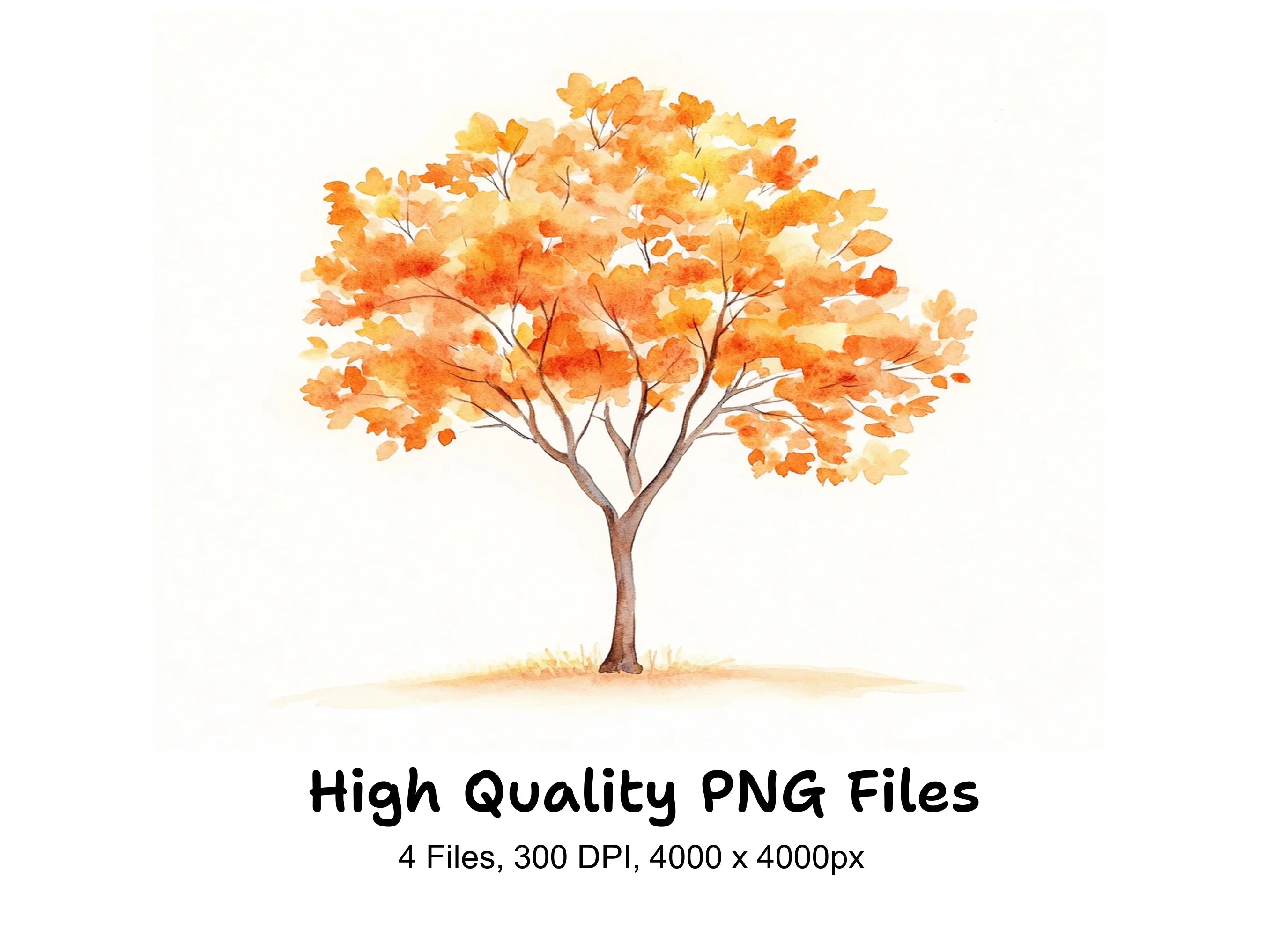 Golden Fall Trees Clipart Bundle