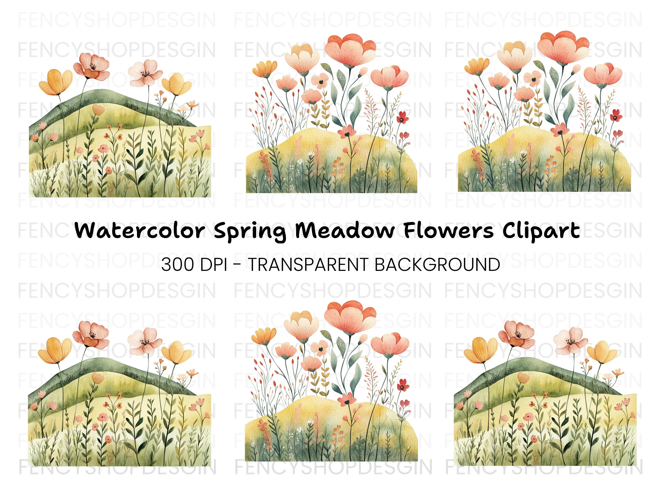 Spring Meadow Floral Clipart Bundle