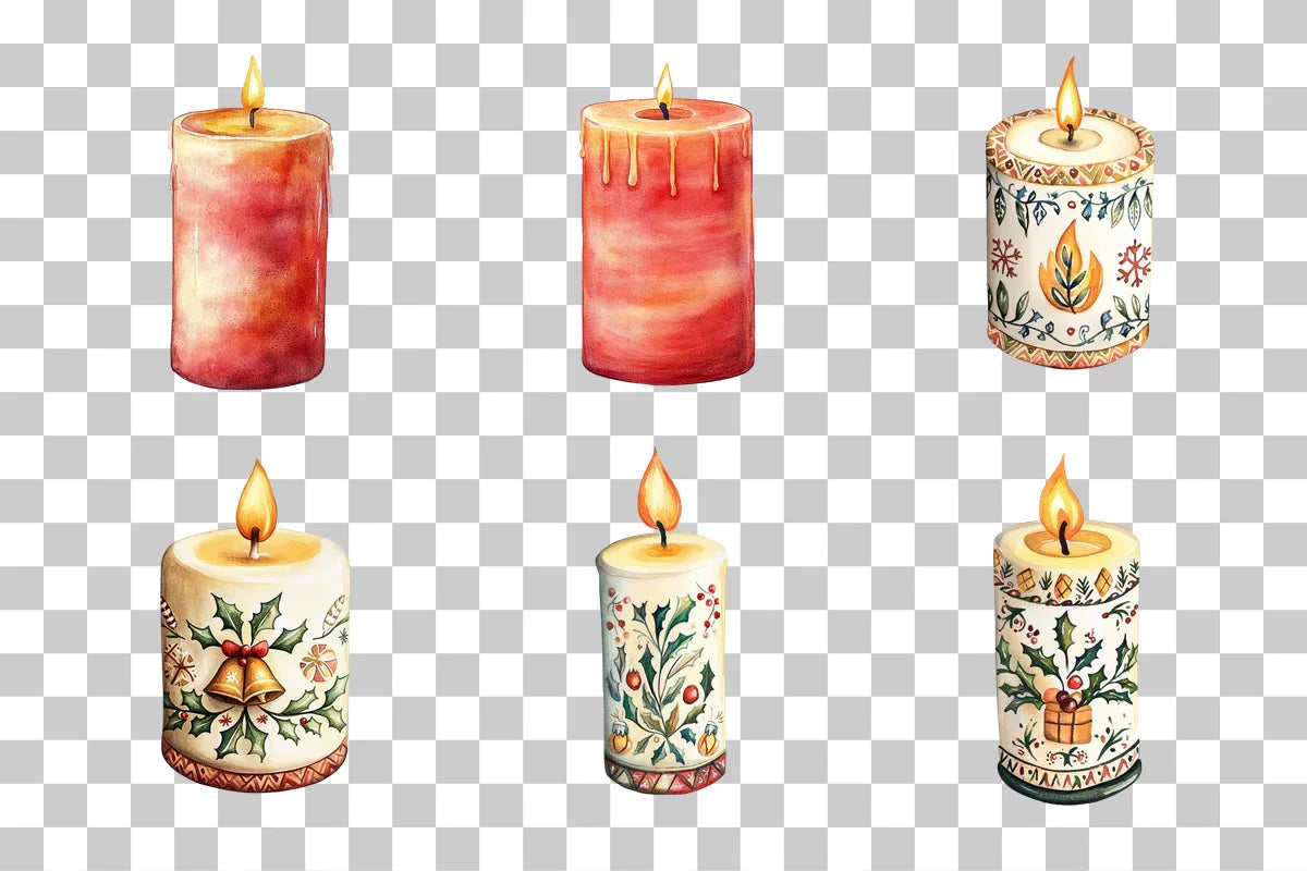 Folk Art Christmas Candle Clipart Bundle - CraftNest - Digital Crafting and Art