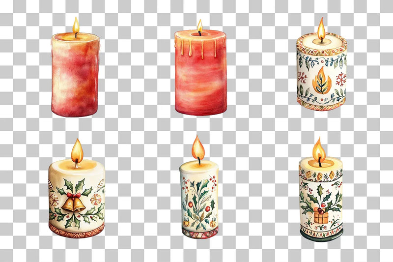 Folk Art Christmas Candle Clipart Bundle - CraftNest - Digital Crafting and Art
