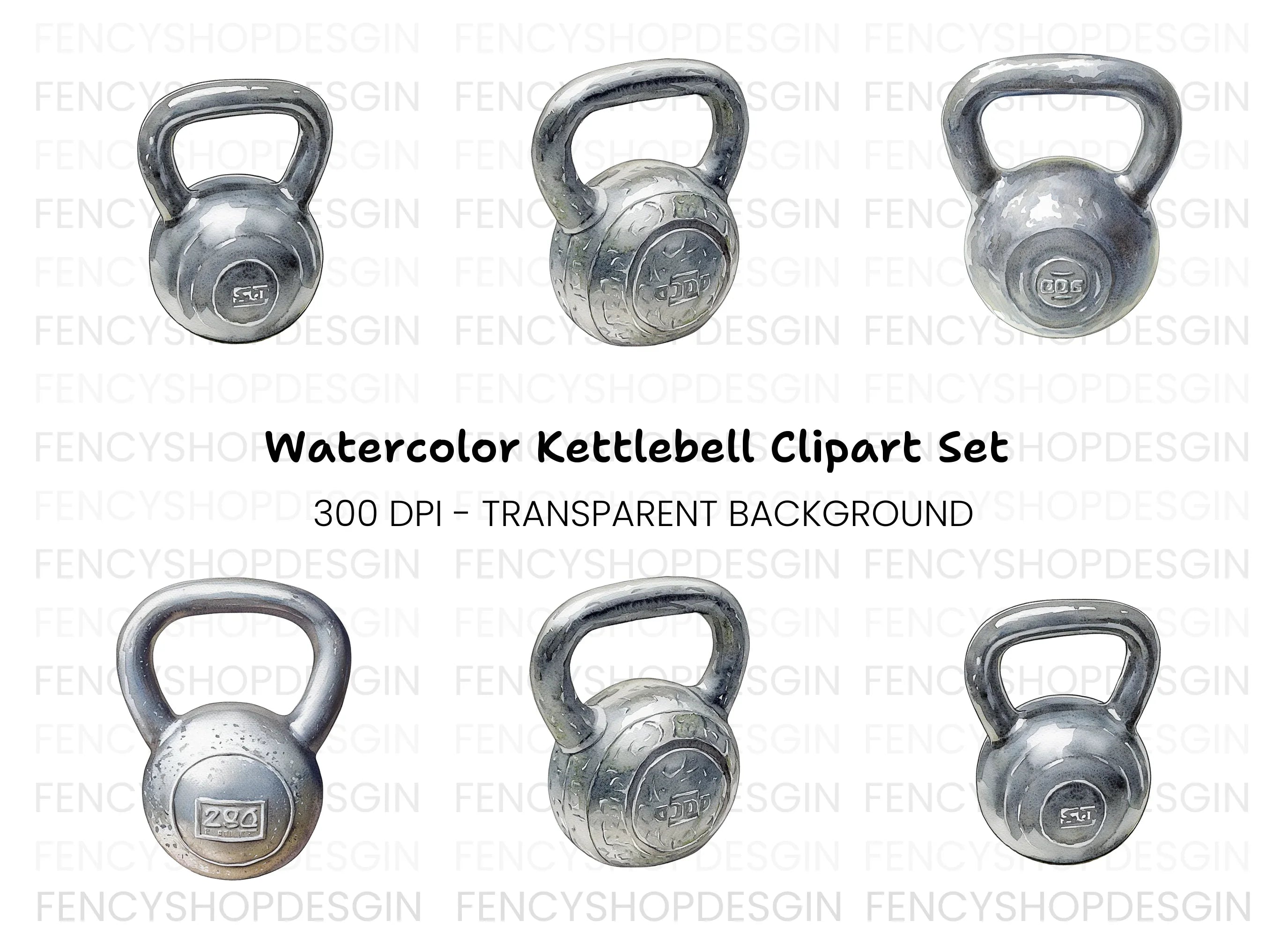 Kettlebell Workout Clipart Bundle