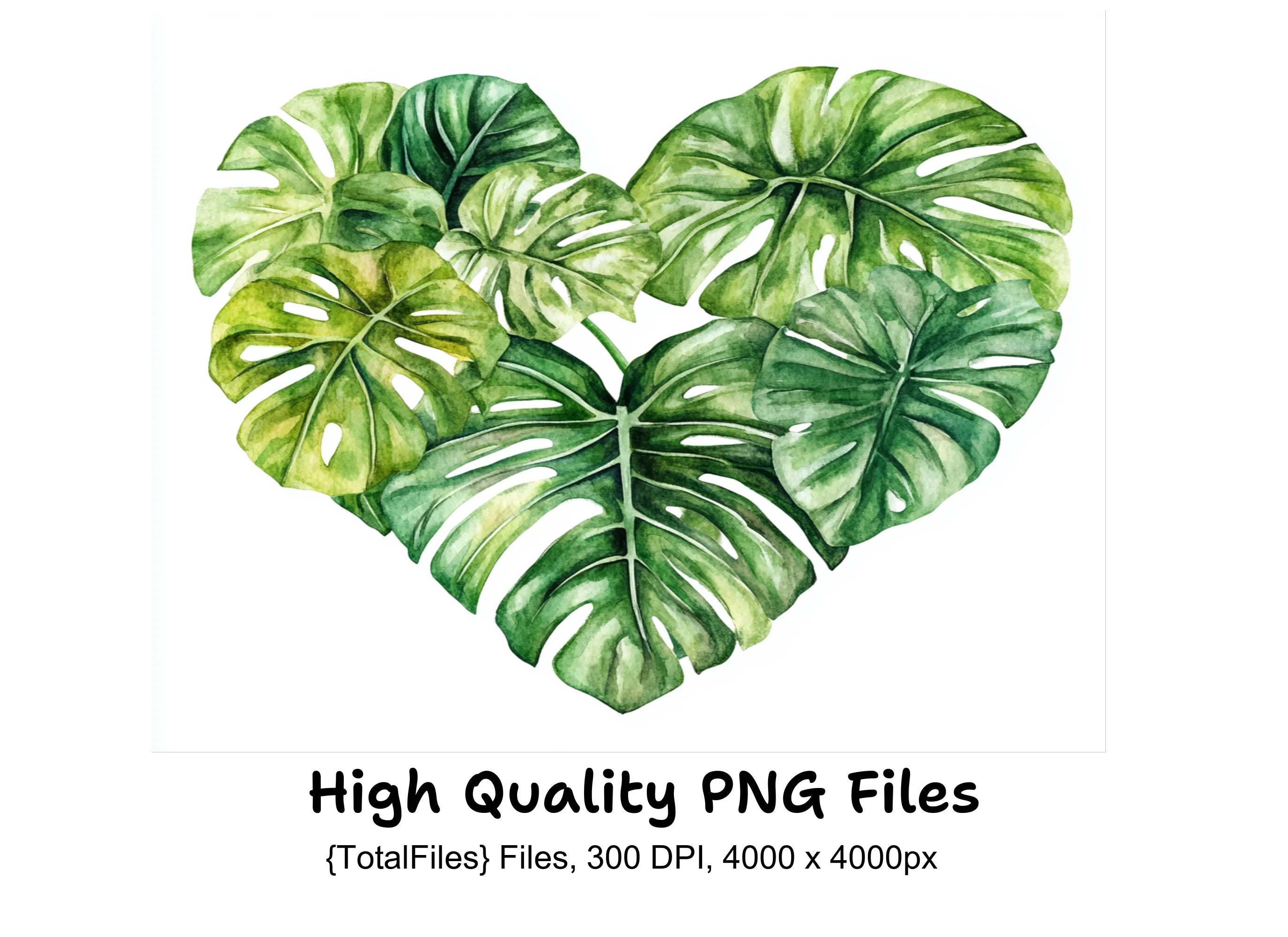 Monstera Heart Clipart Bundle