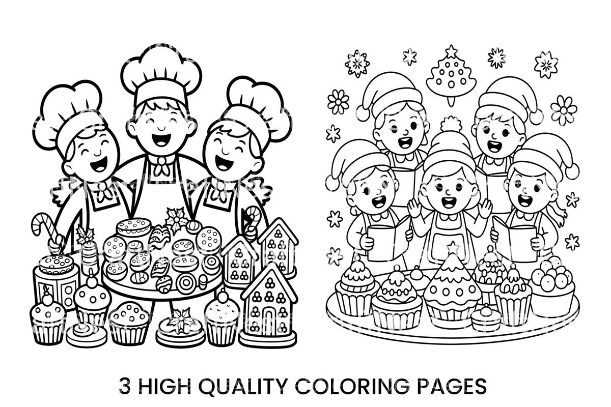 Christmas Carolers and Bakers Coloring Books