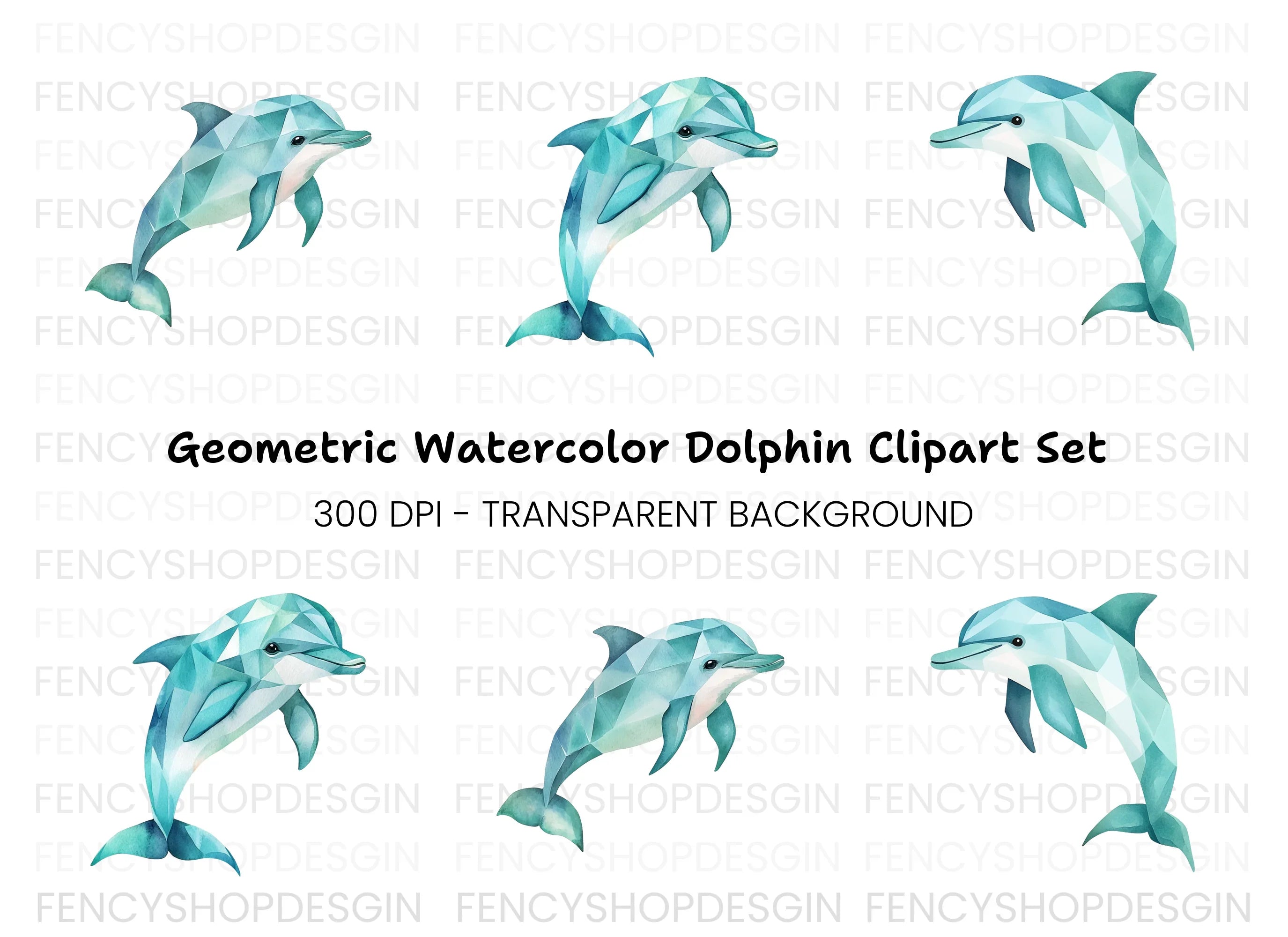 Geometric Dolphin Clipart Bundle