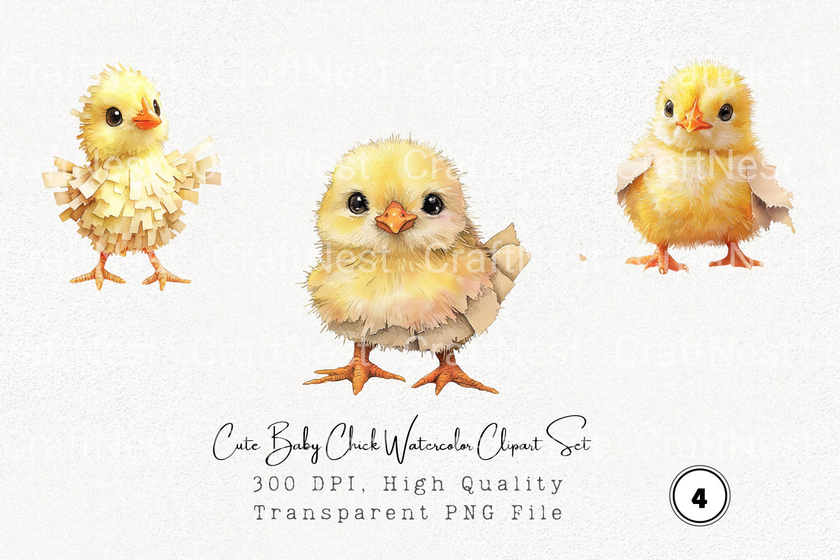 Cute Baby Chick Clipart Bundle