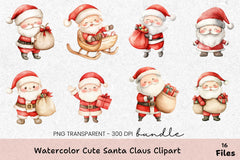 Cute Santa Claus Clipart Bundle - CraftNest - Digital Crafting and Art