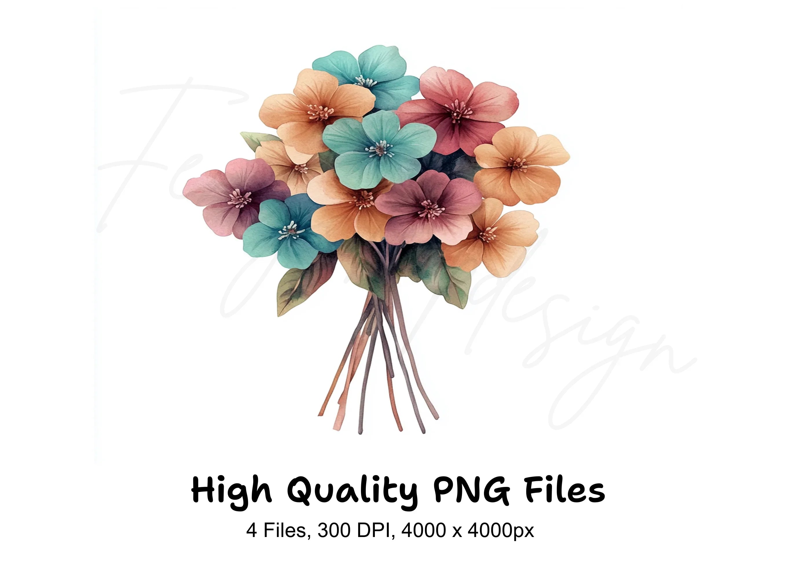 Vibrant Flower Bouquets Clipart Bundle