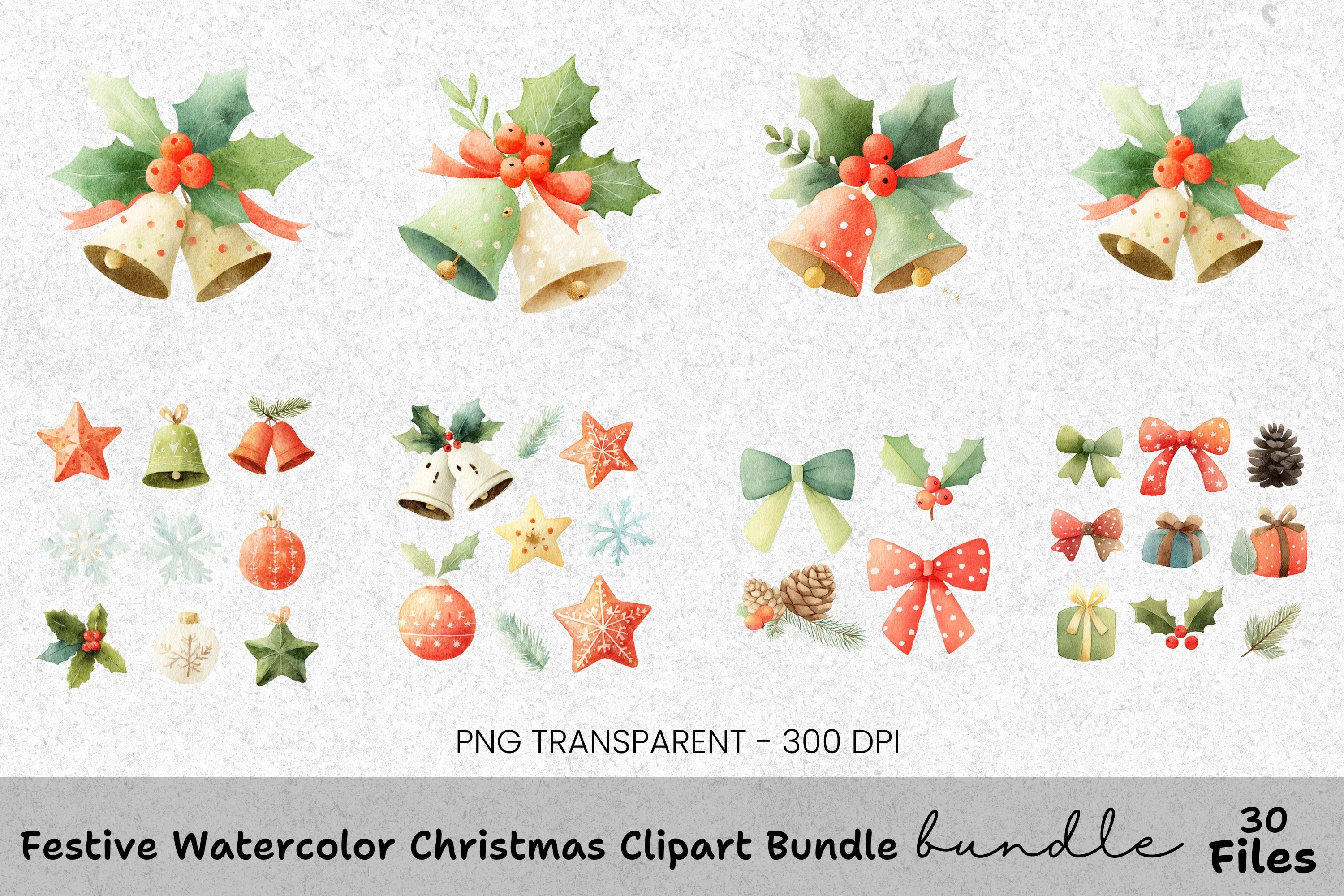 Festive Christmas Wreaths Clipart Bundle