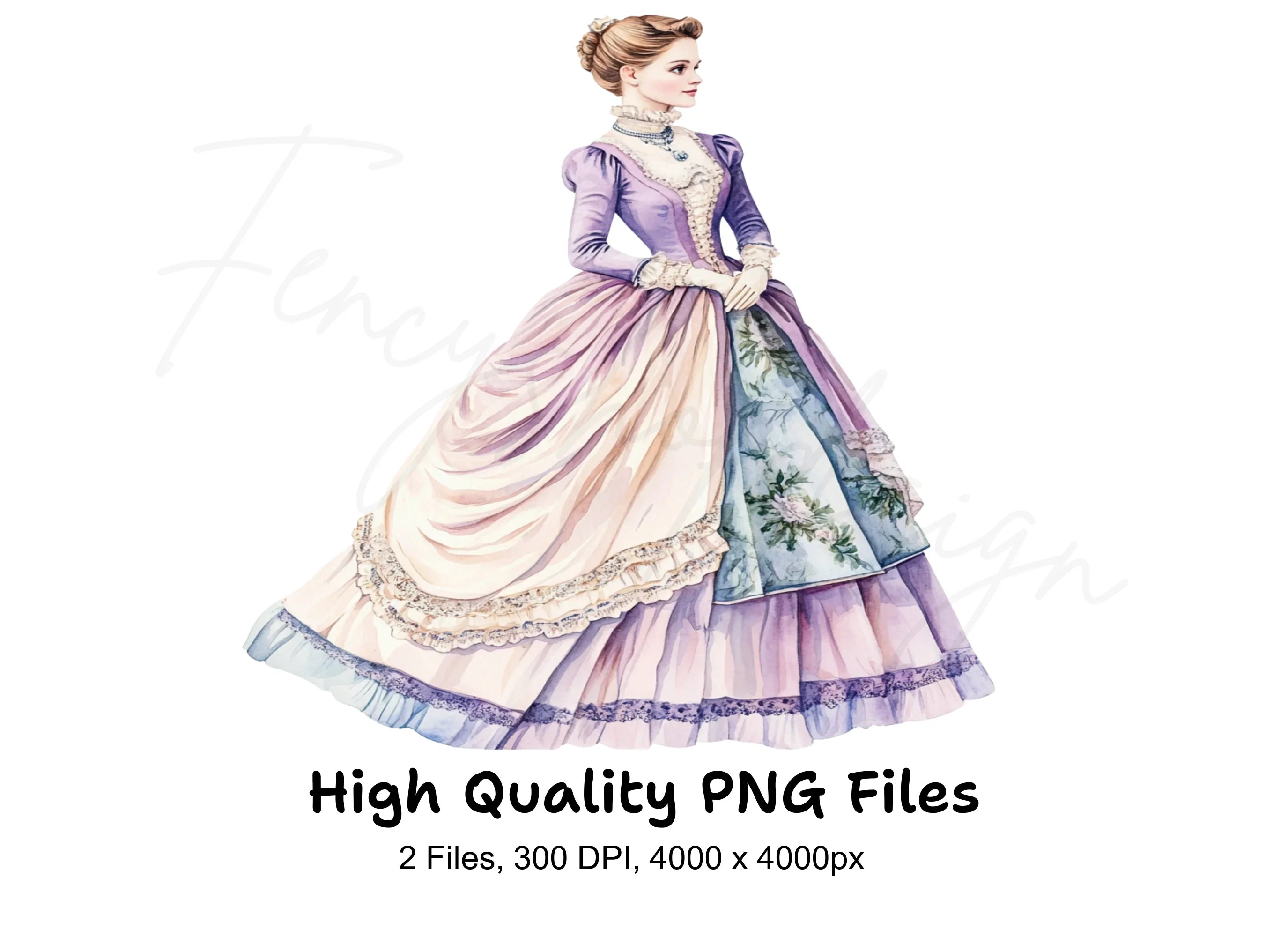 Regal Victorian Gown Clipart Bundle