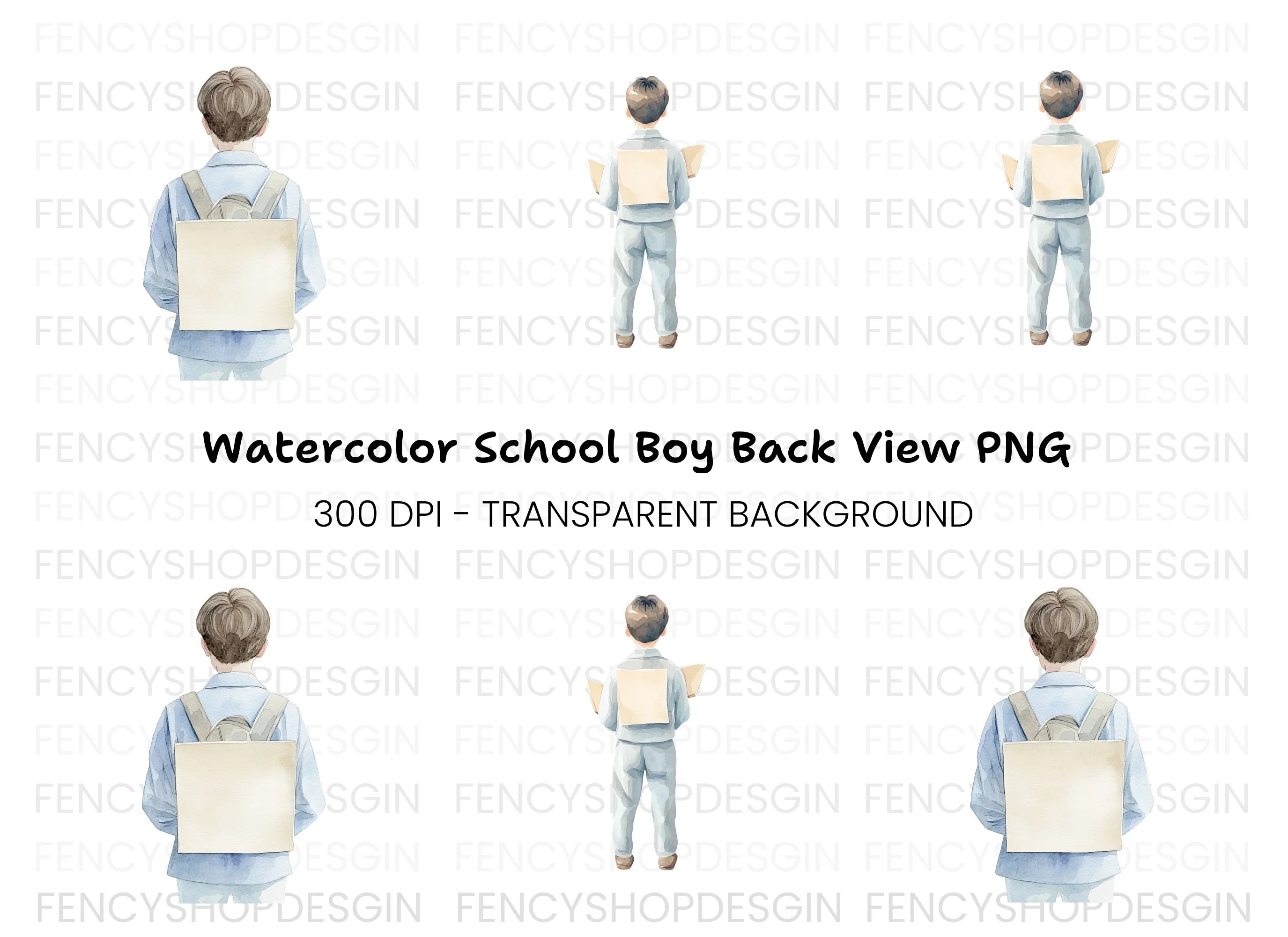 Boy With Backpack Clipart Bundle