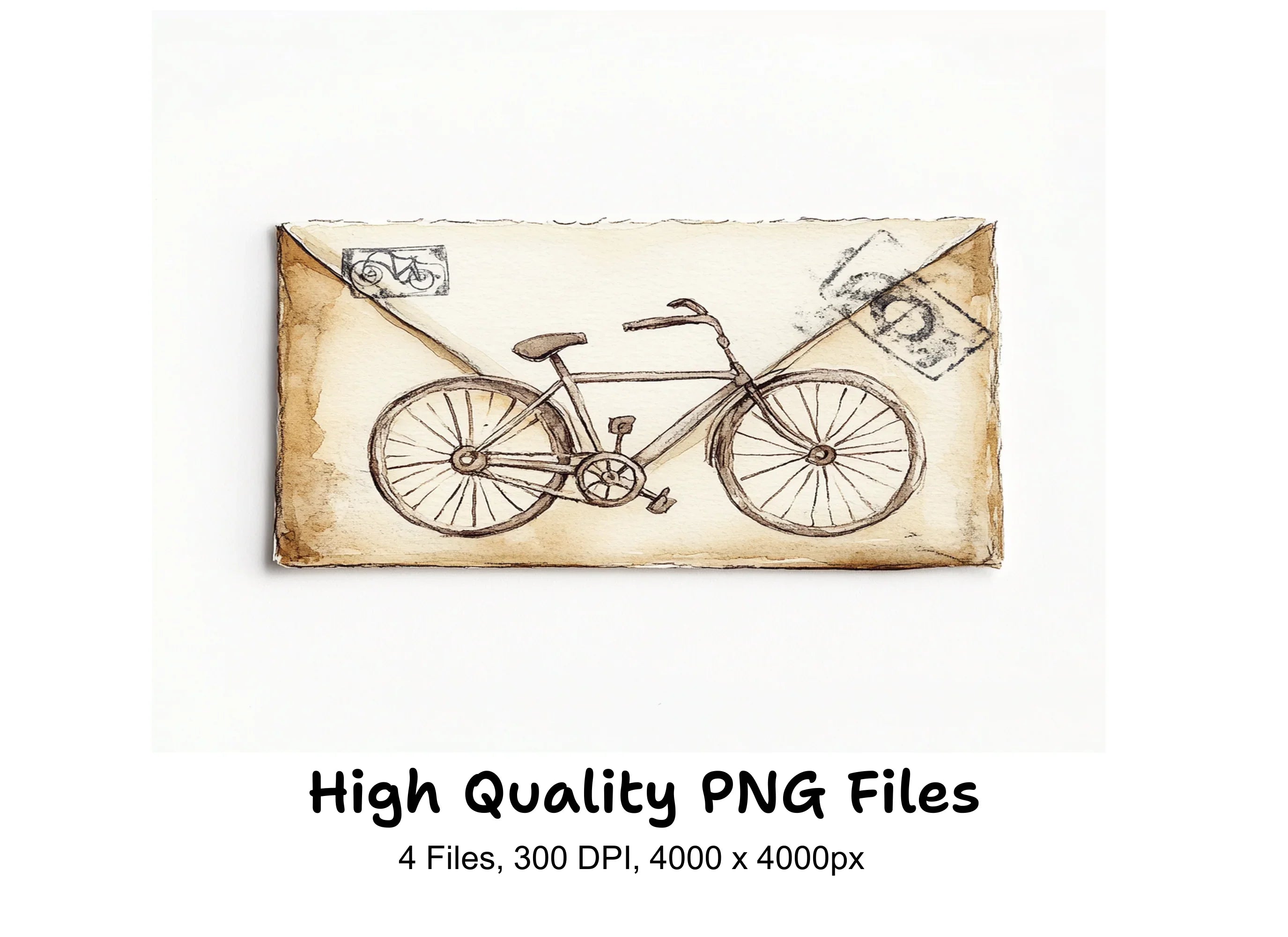 Vintage Bicycle Mail Clipart Bundle