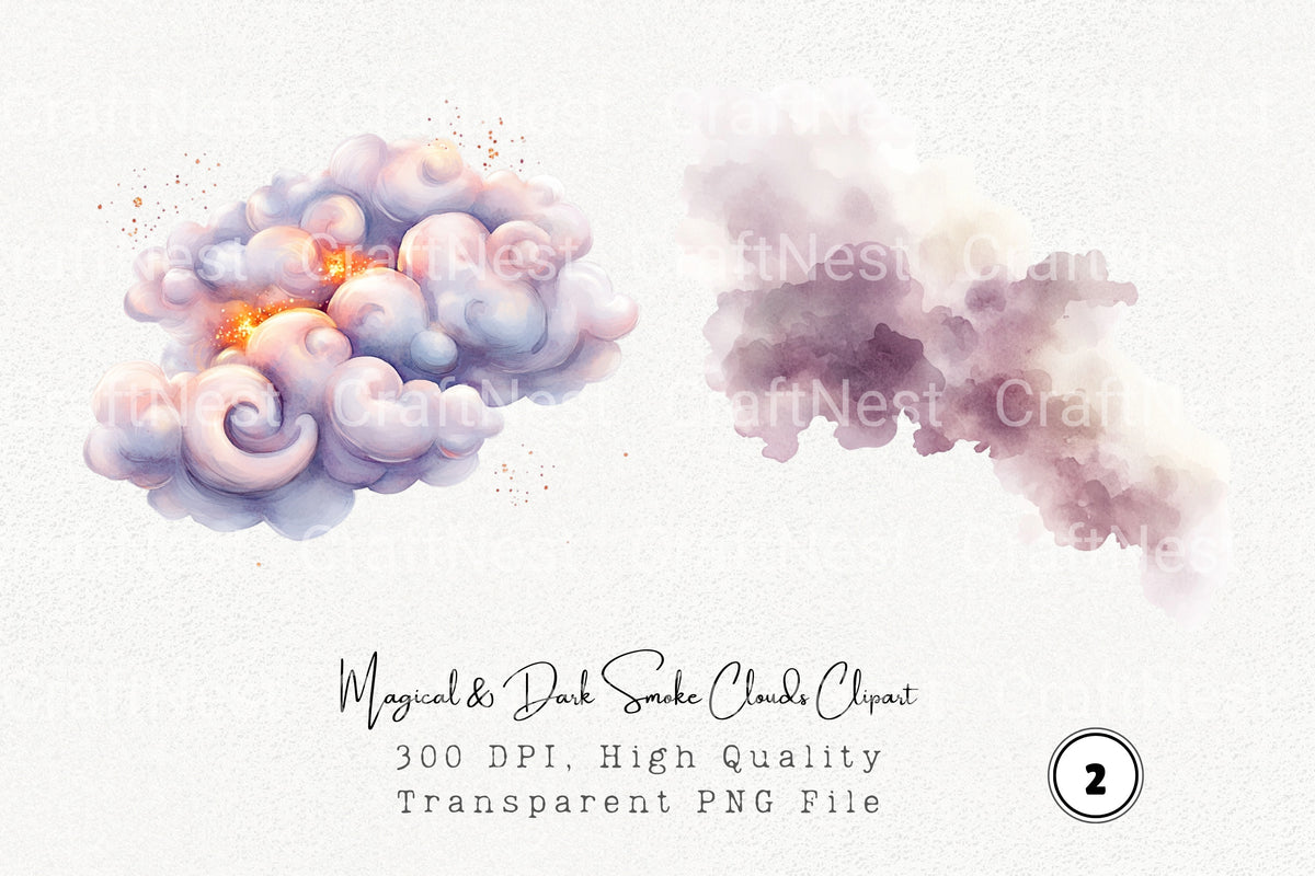 Magical Dark Smoke Clouds Clipart Bundle