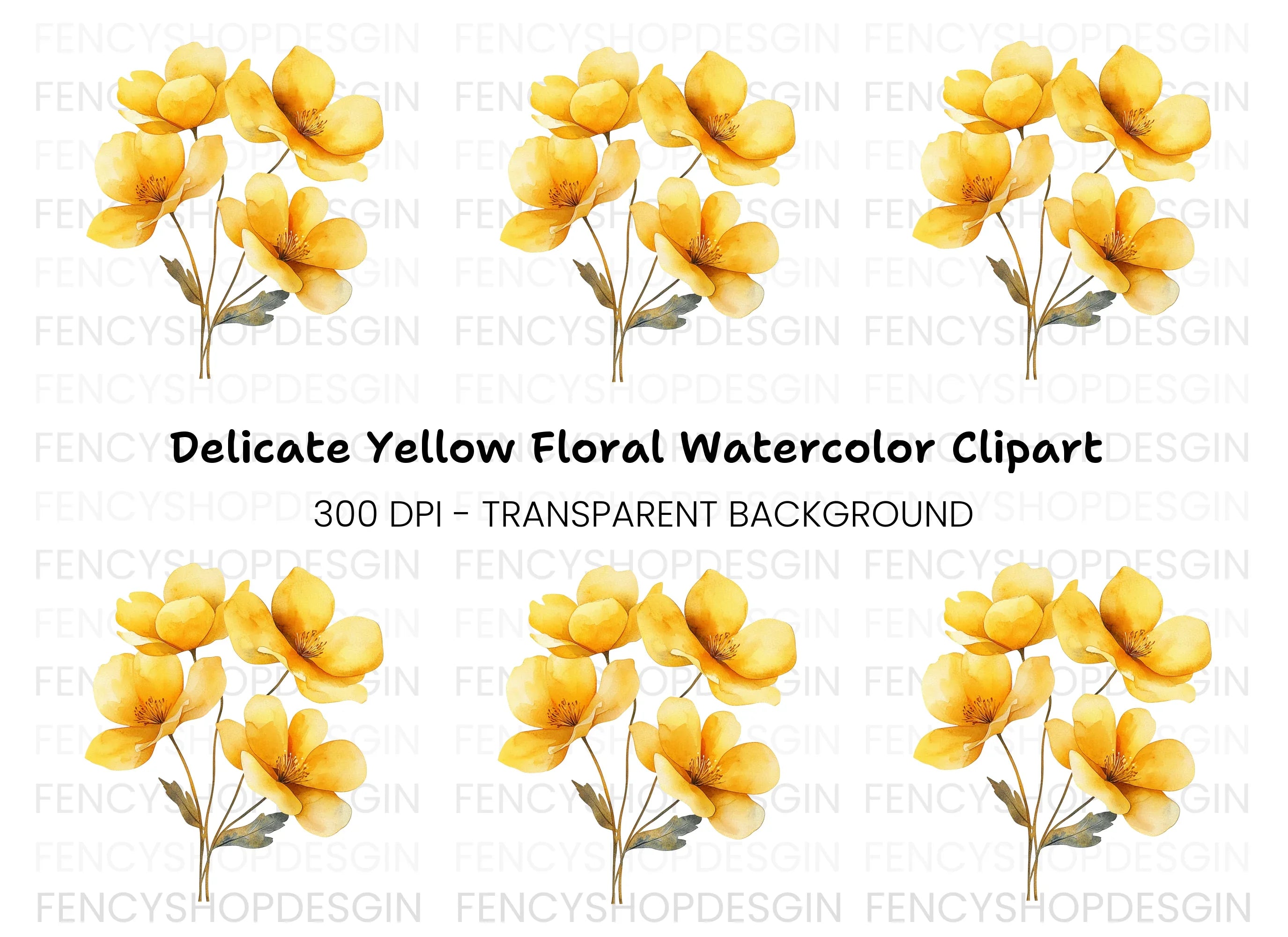 Yellow Flowers Clipart Bundle