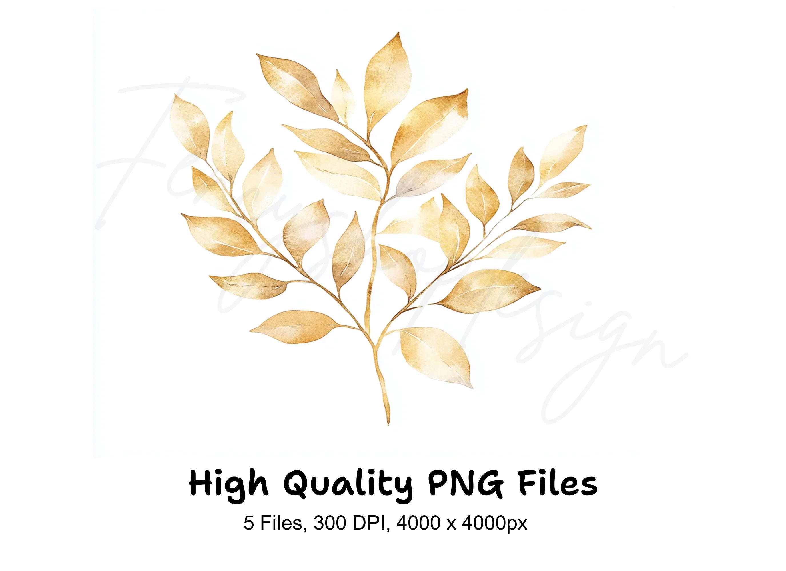 Golden Leaves Clipart Bundle