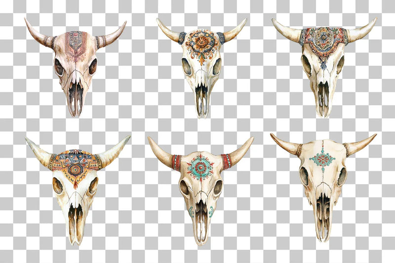 Cow Skull Southwestern Style Clipart Bundle - CraftNest - Digital Crafting and Art