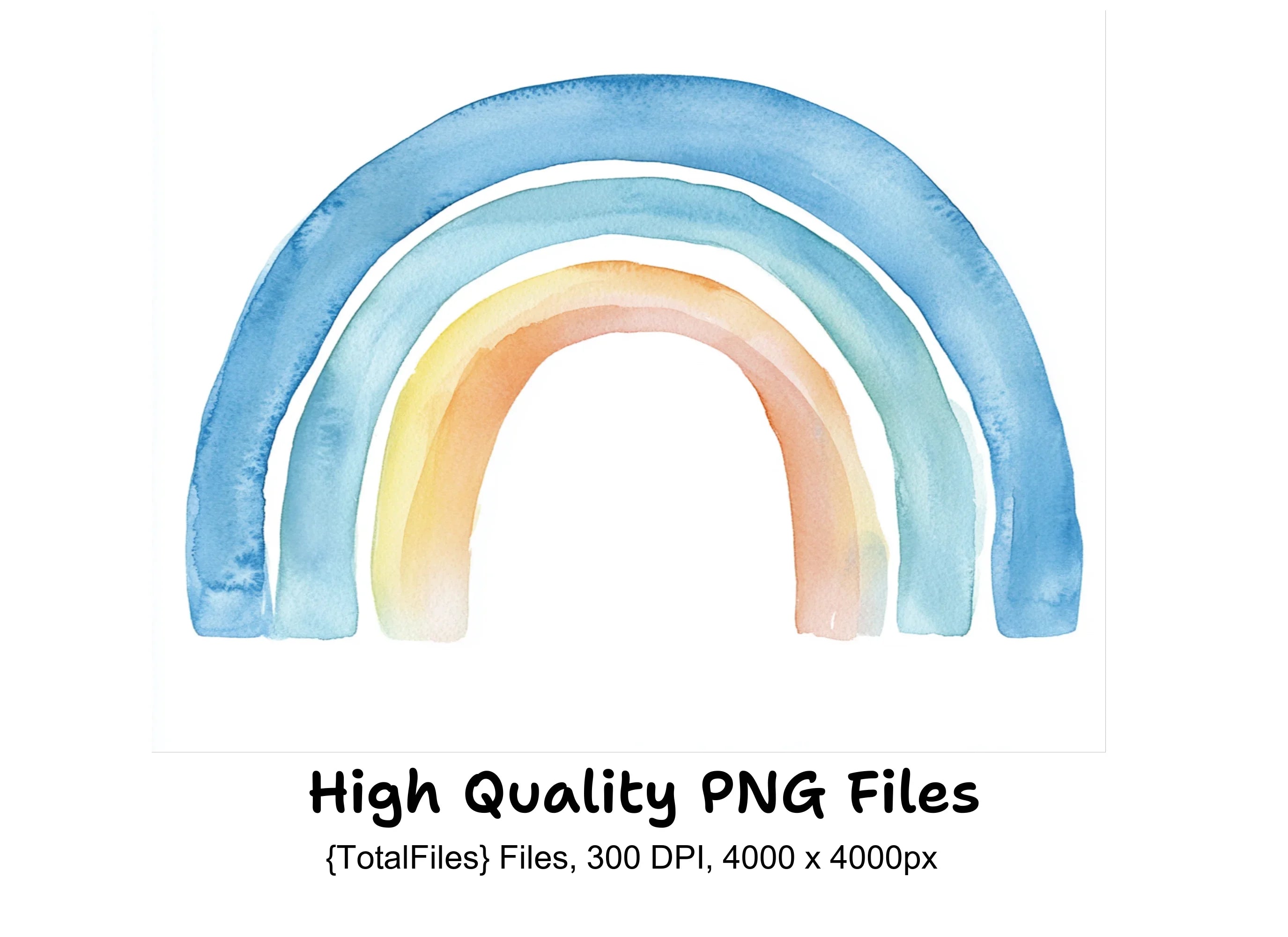 Blue and Pastel Rainbow Clipart Bundle