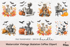 Vintage Skeleton Coffee Clipart Bundle
