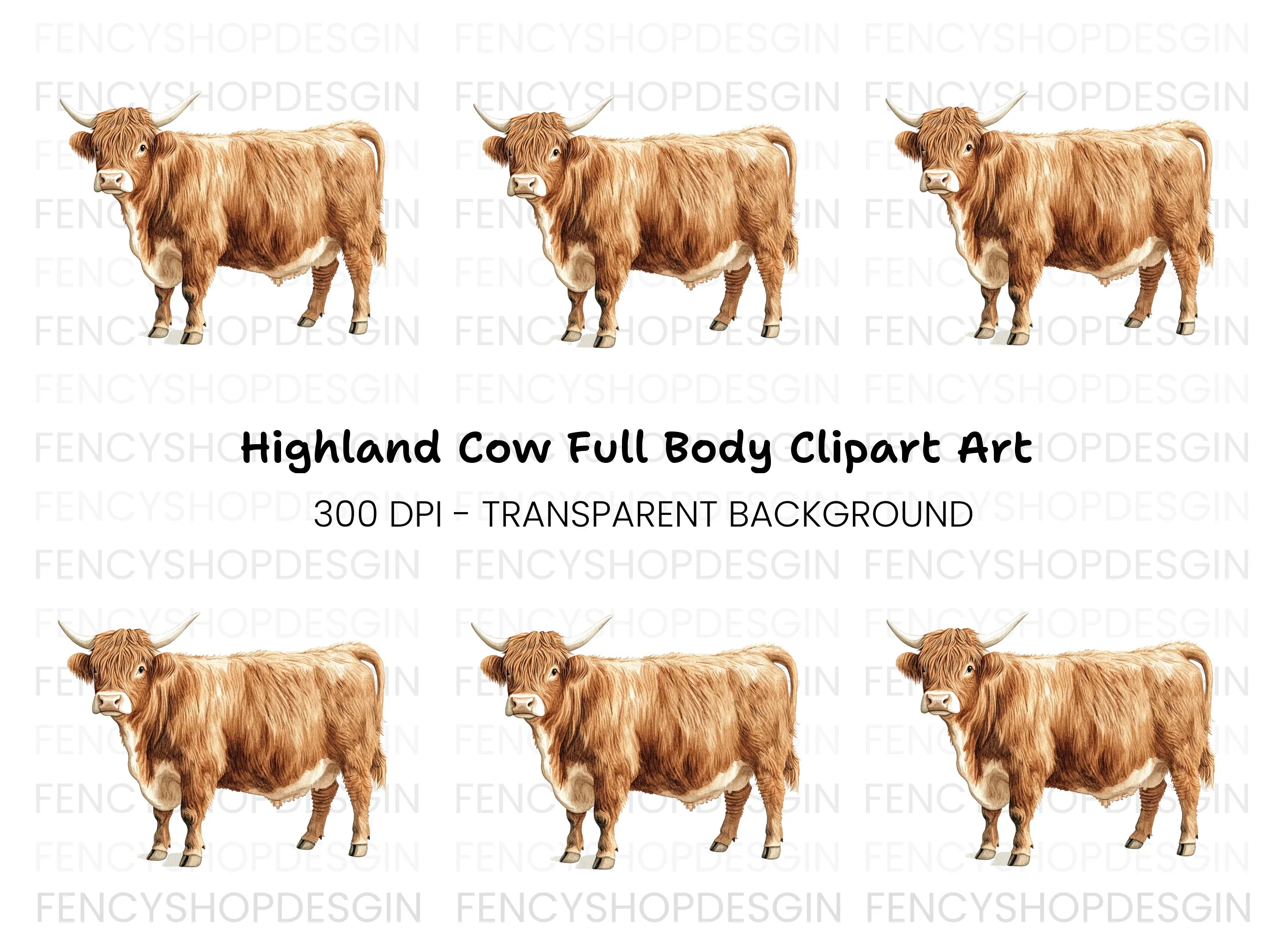 Highland Cow Clipart Bundle