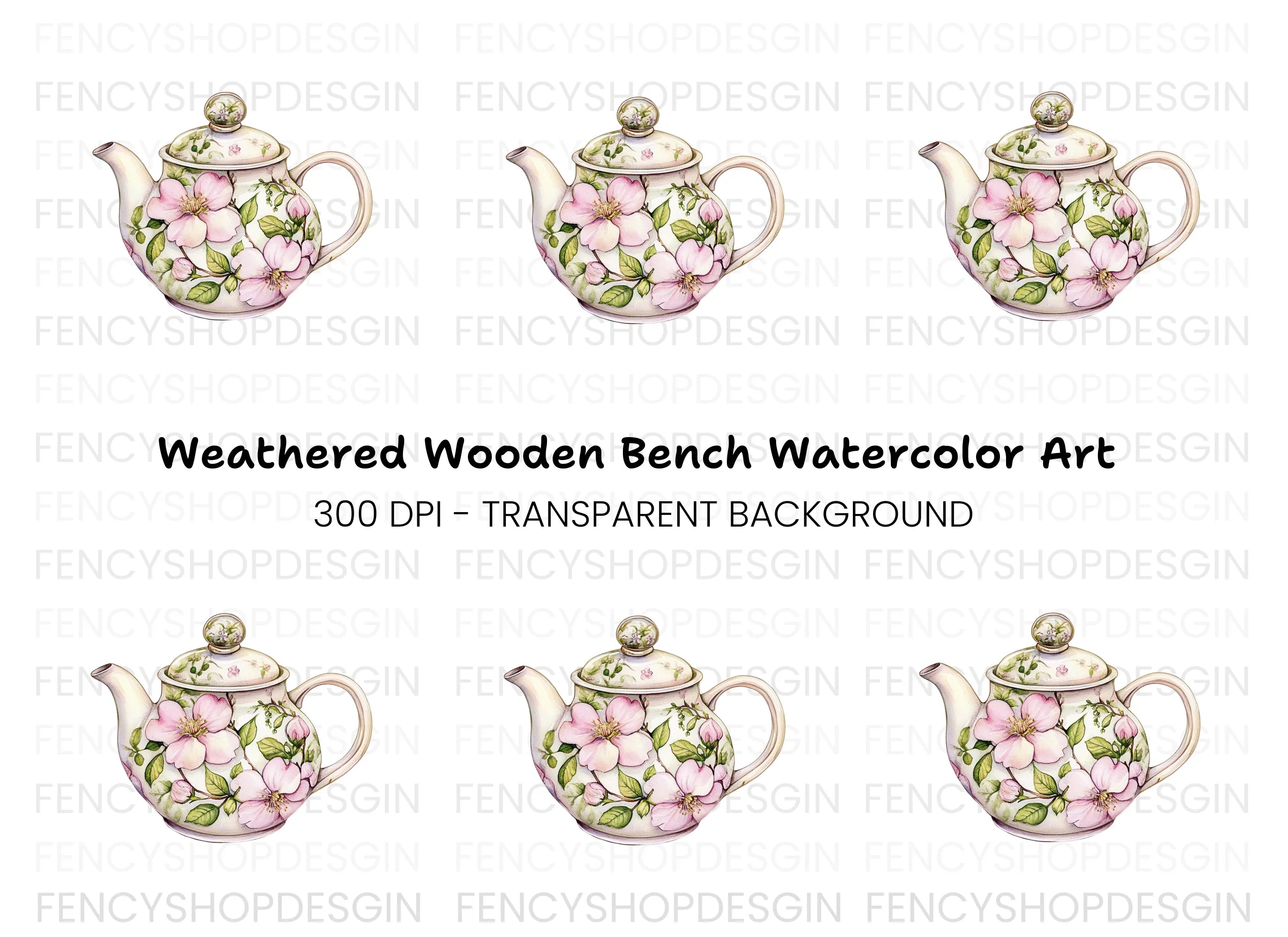 Floral Teapot Clipart Bundle