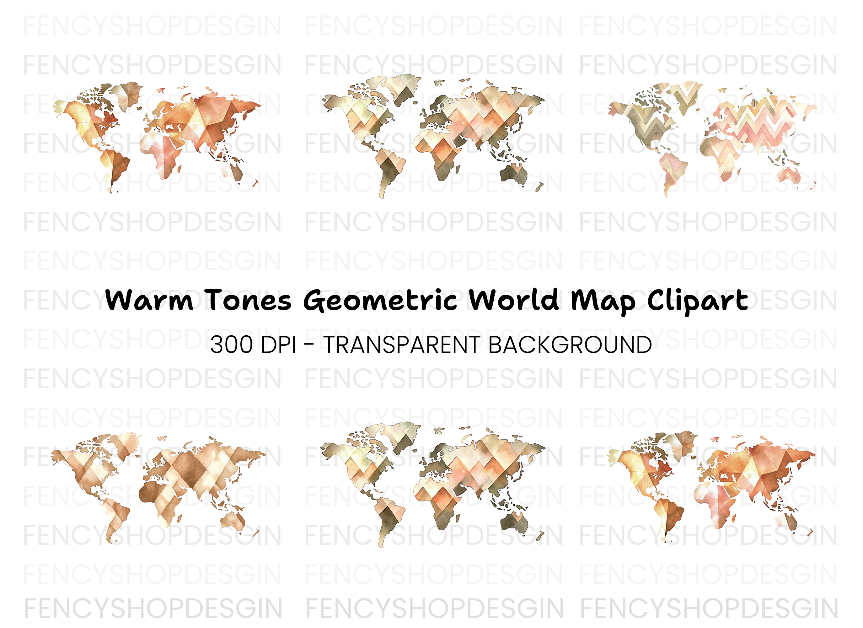 Abstract Earth Map Clipart Bundle
