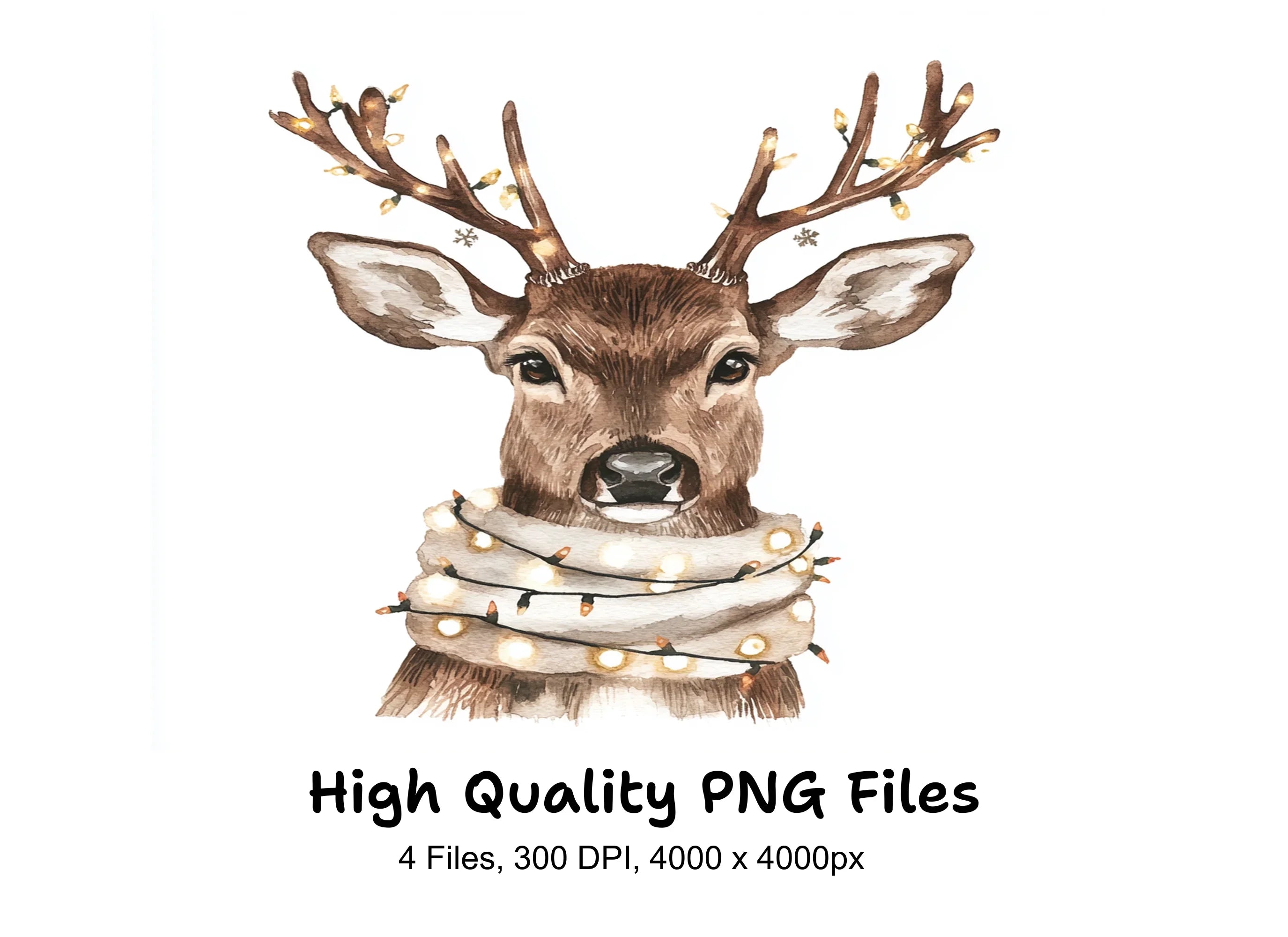Cute Winter Deer Clipart Bundle