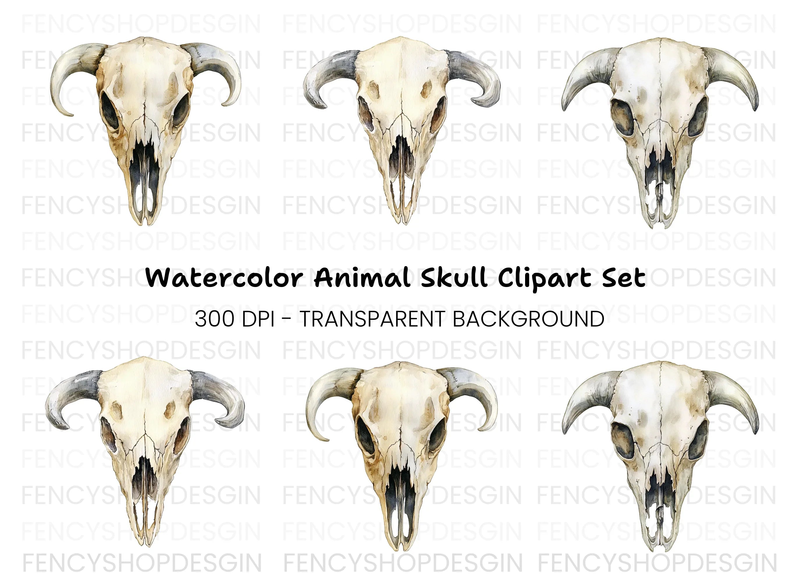 Animal Skull Clipart Bundle