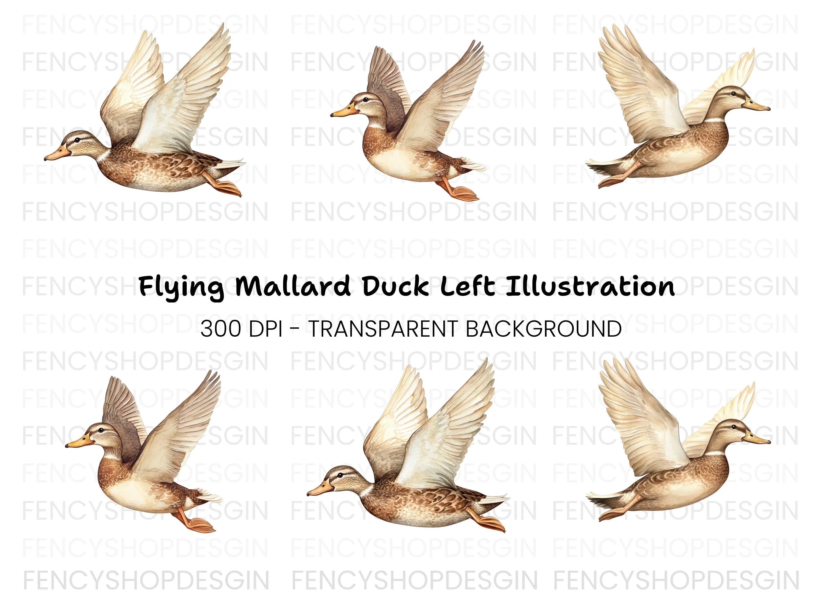 Graceful Flying Duck Clipart Bundle