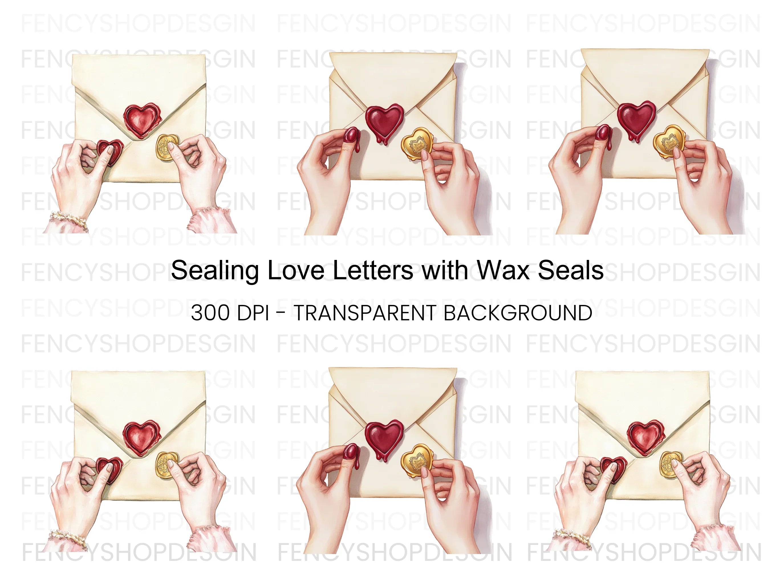 Sealing Love Letters Clipart Bundle