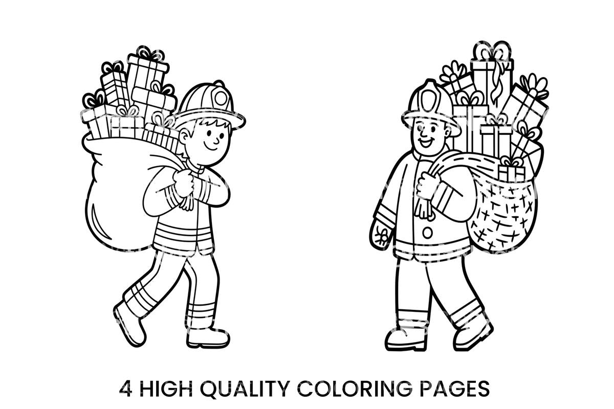 Firefighter Santa Christmas Coloring Books