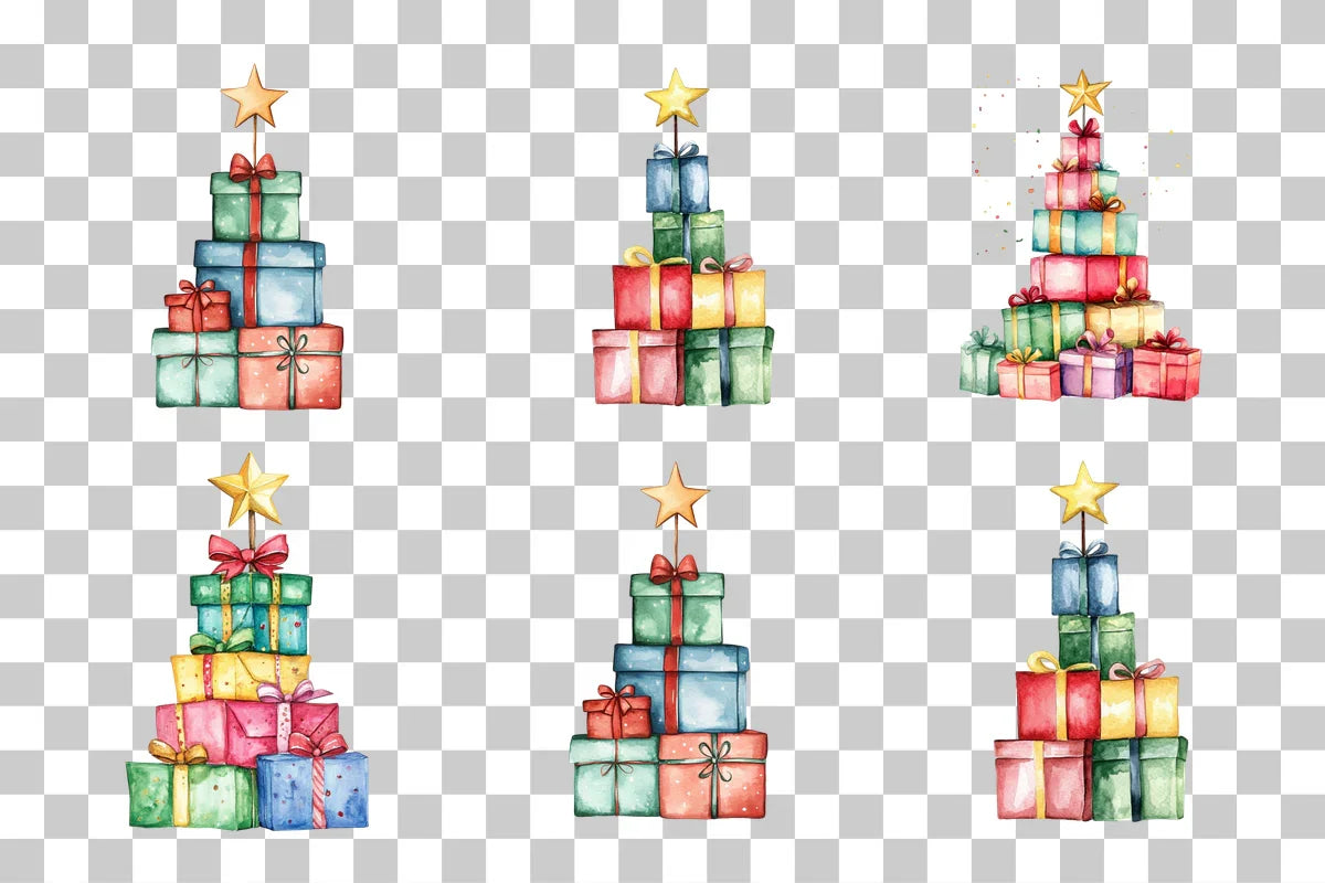 Christmas Tree Gift Box Clipart Bundle - CraftNest - Digital Crafting and Art