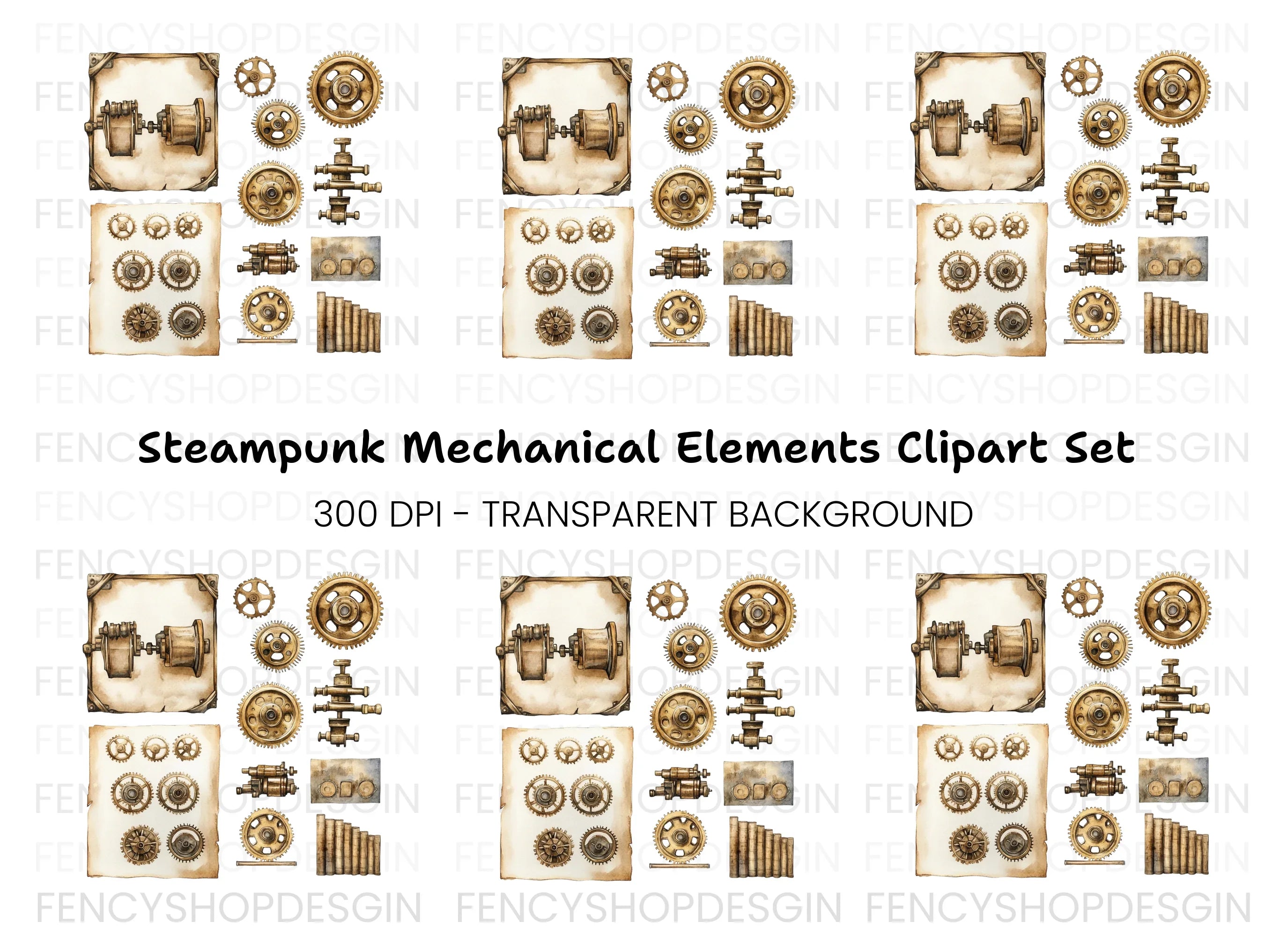 Steampunk Gears Clipart Bundle