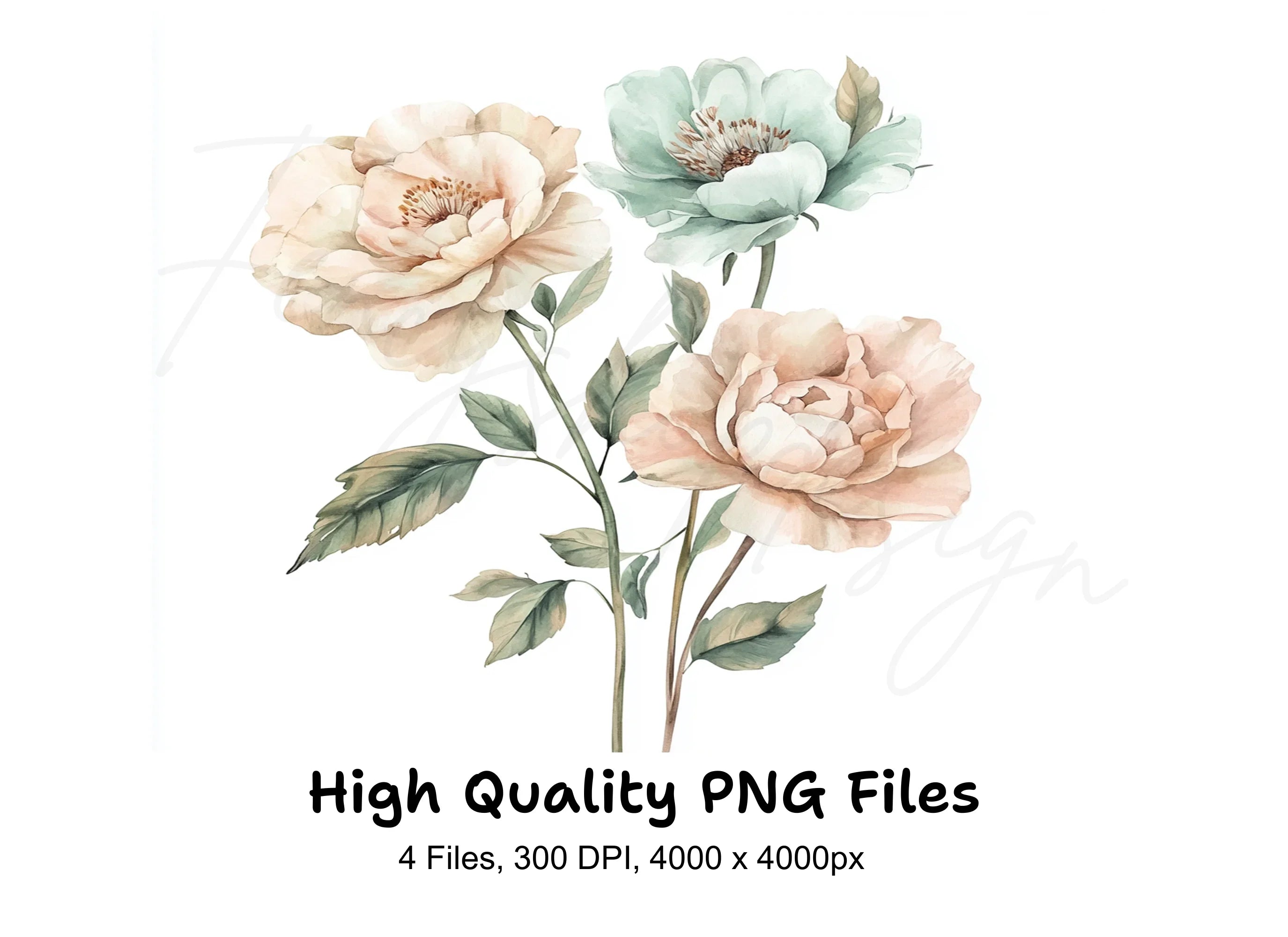 Pastel Flower Bouquets Clipart Bundle