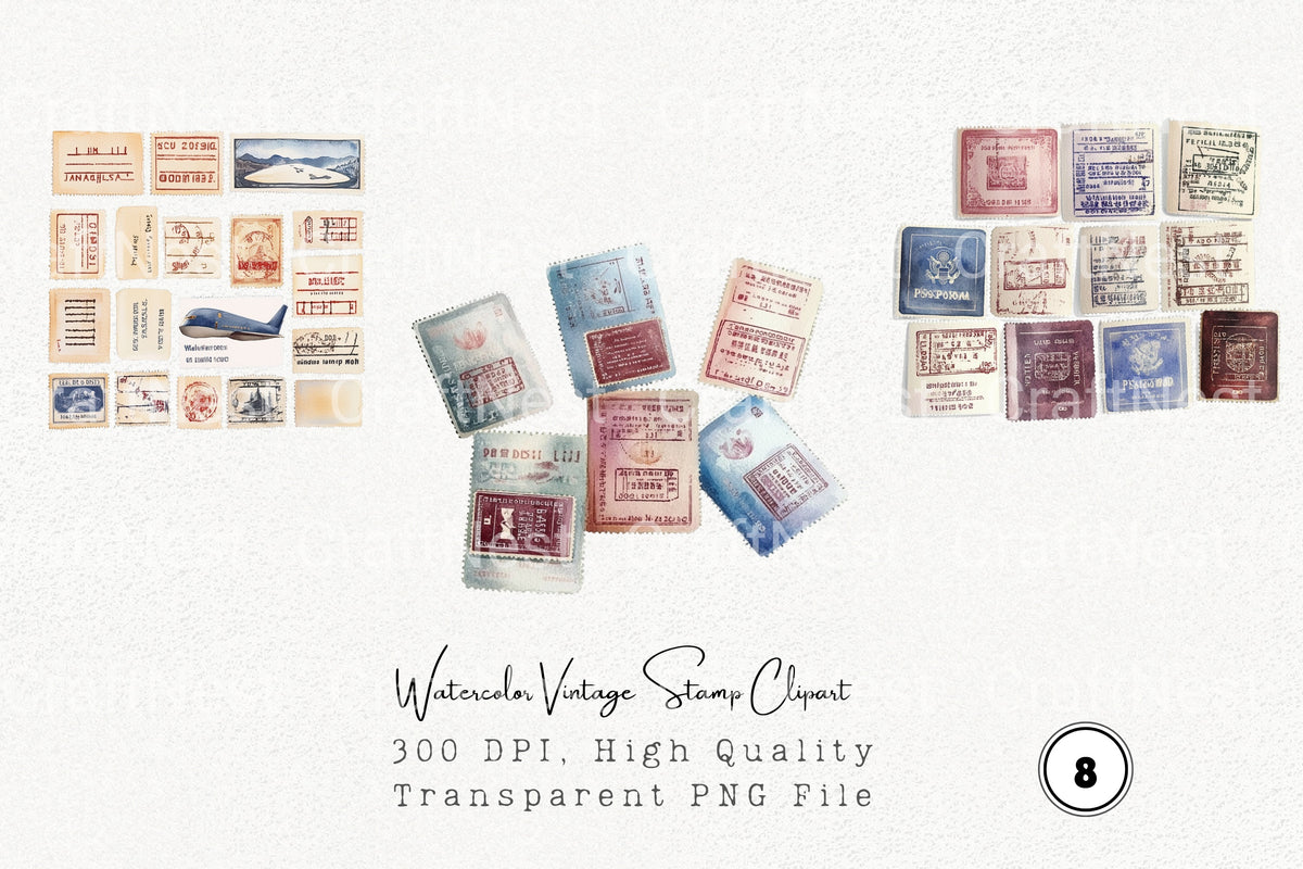 Vintage Stamp Clipart Bundle
