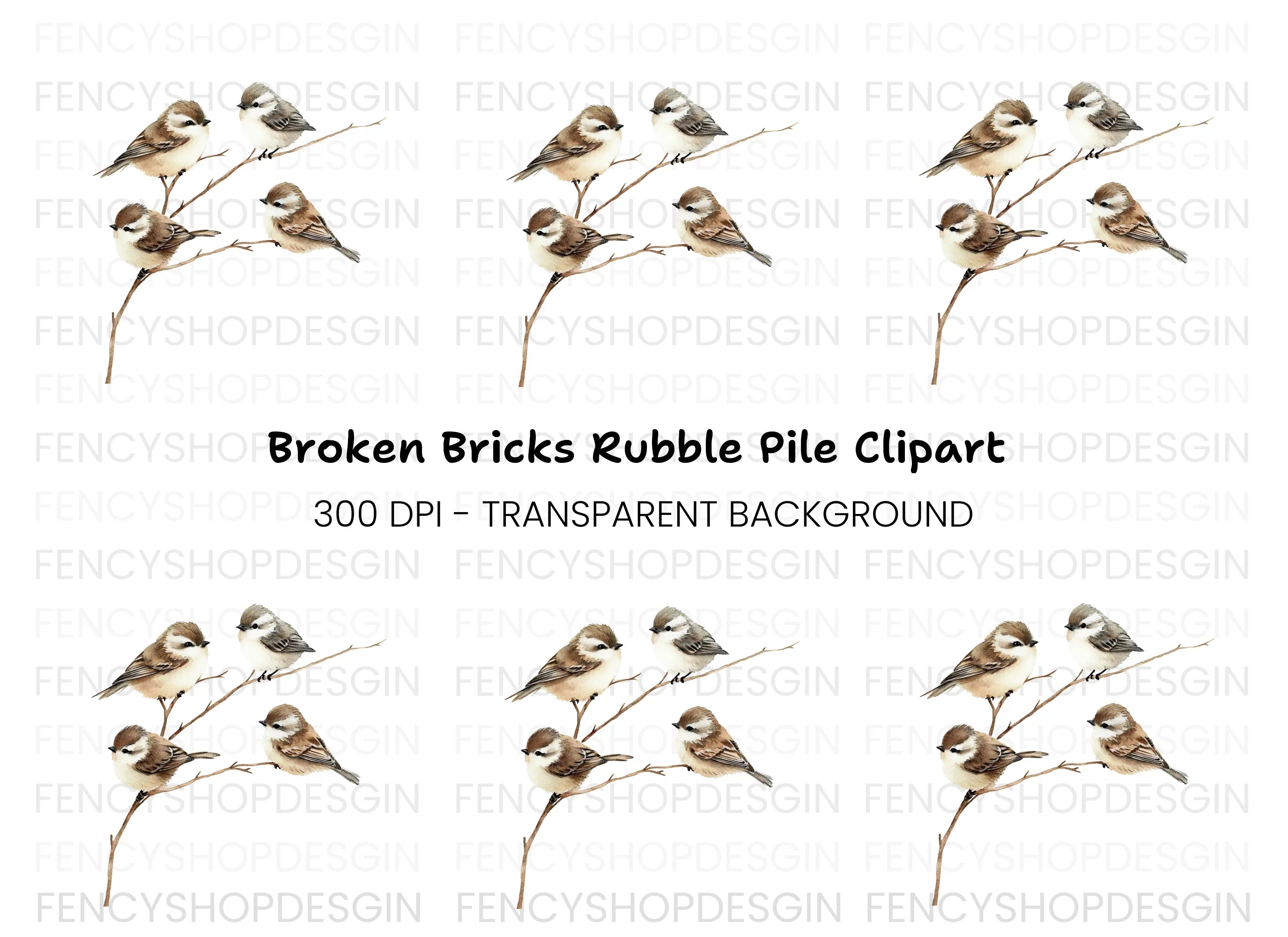 Cute Birds on Branch Clipart Bundle