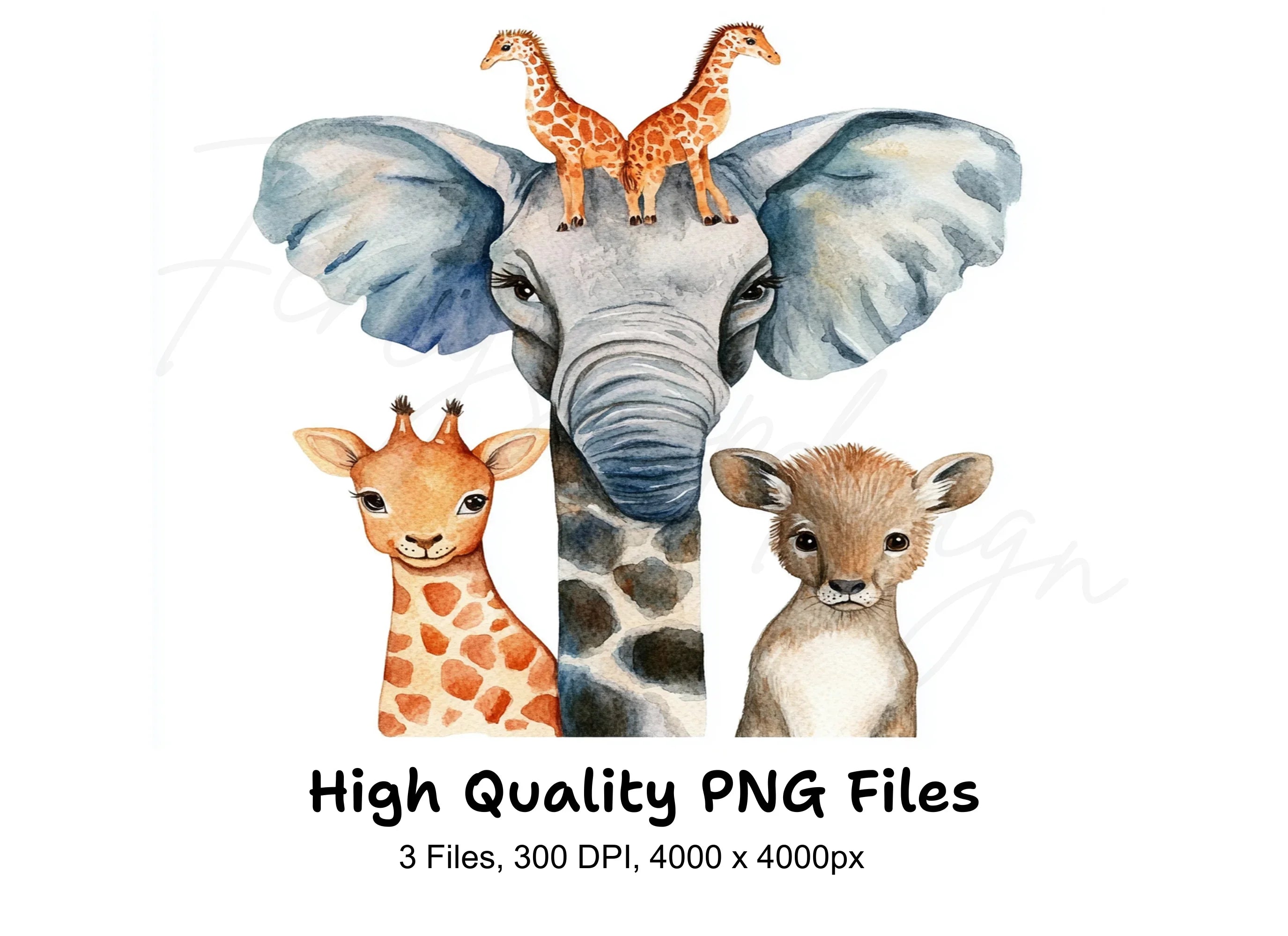 Cute Baby Safari Animals Clipart Bundle