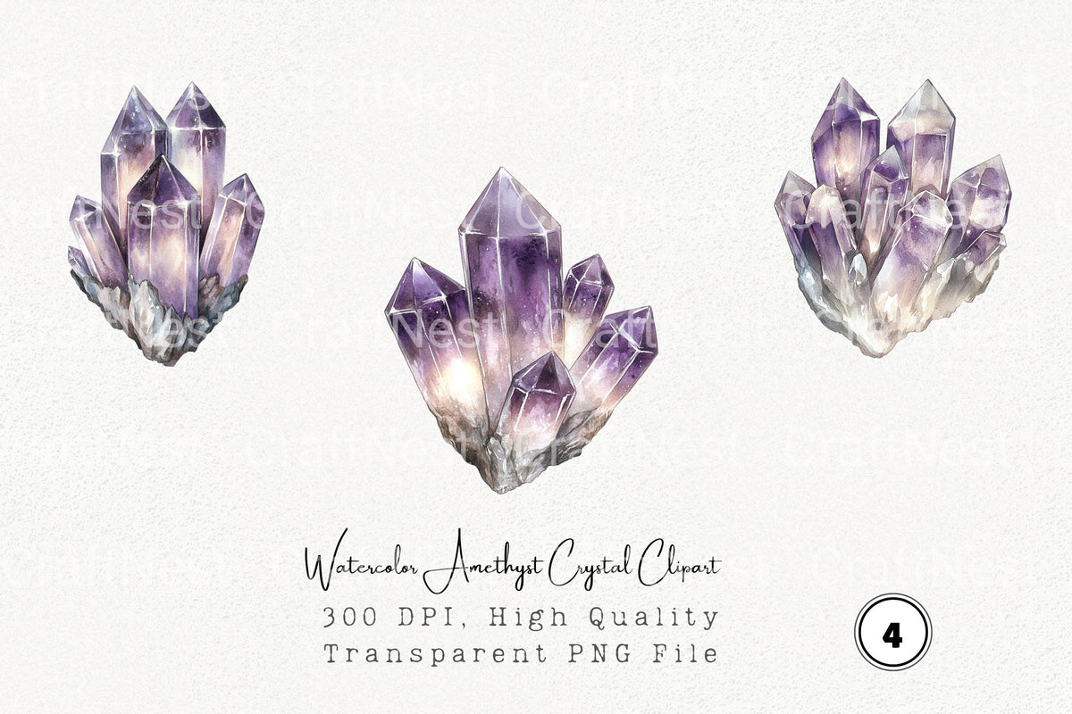 Amethyst Crystal Clipart Bundle