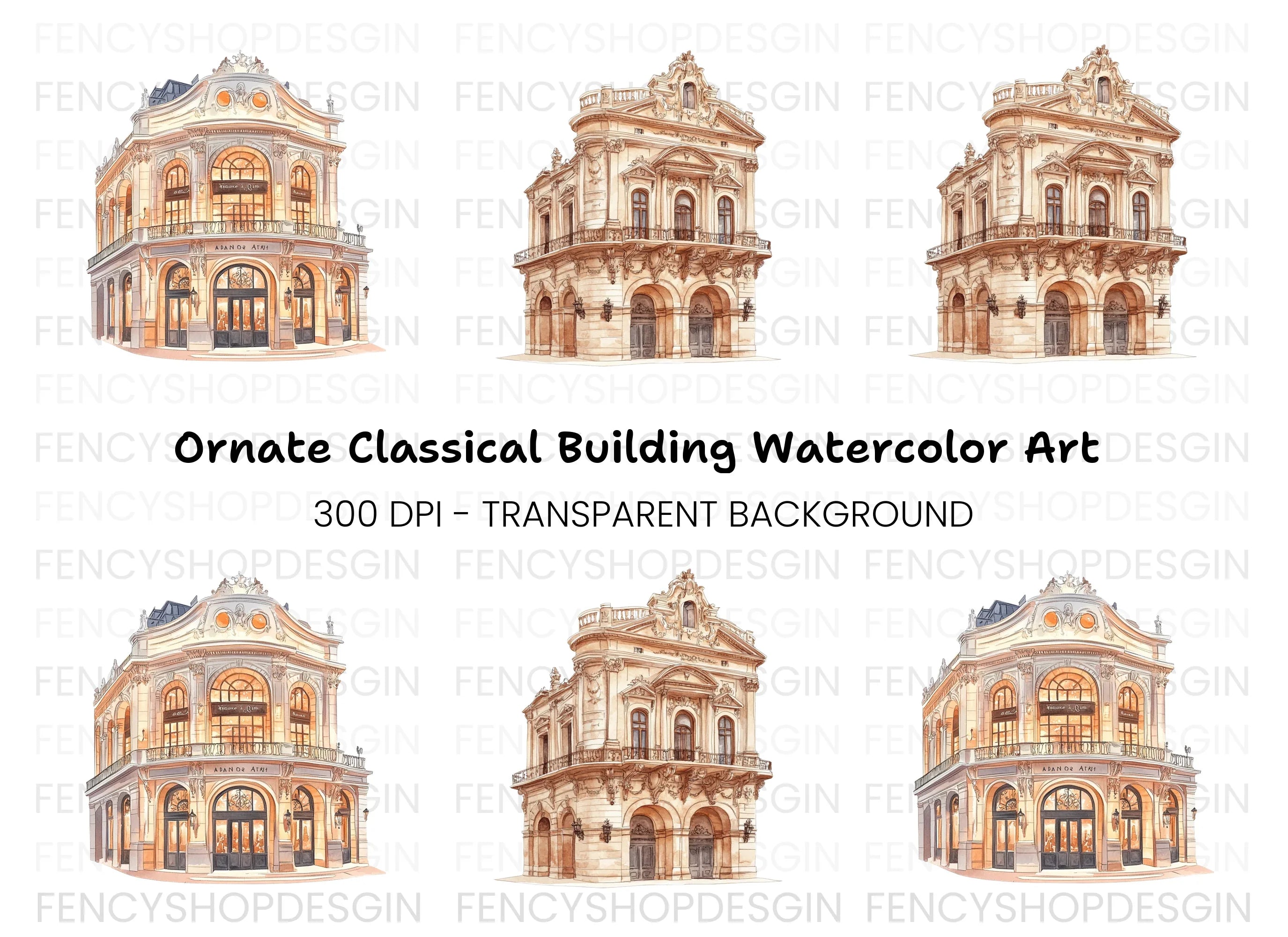 Elegant European Building Clipart Bundle