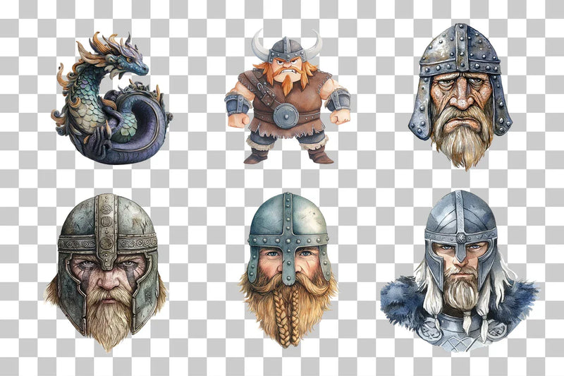 Viking Warrior Portrait Clipart Bundle - CraftNest - Digital Crafting and Art
