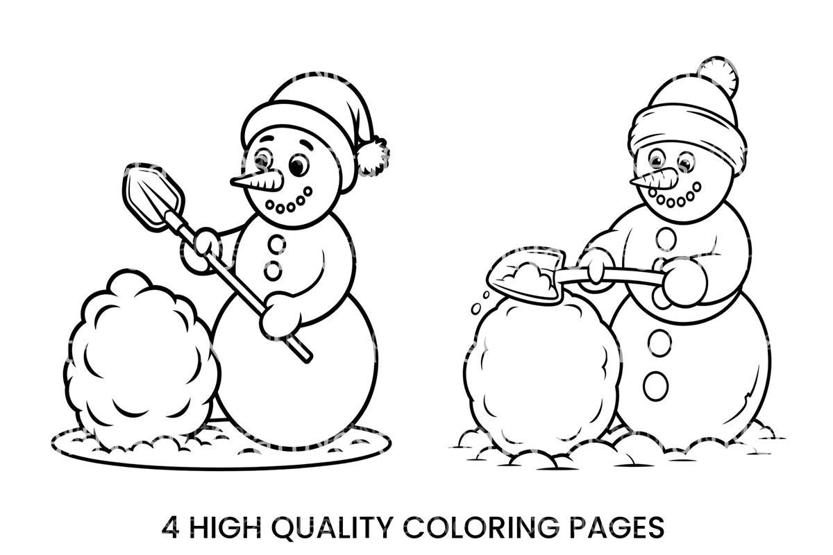 Building Snowman Winter Coloring Books