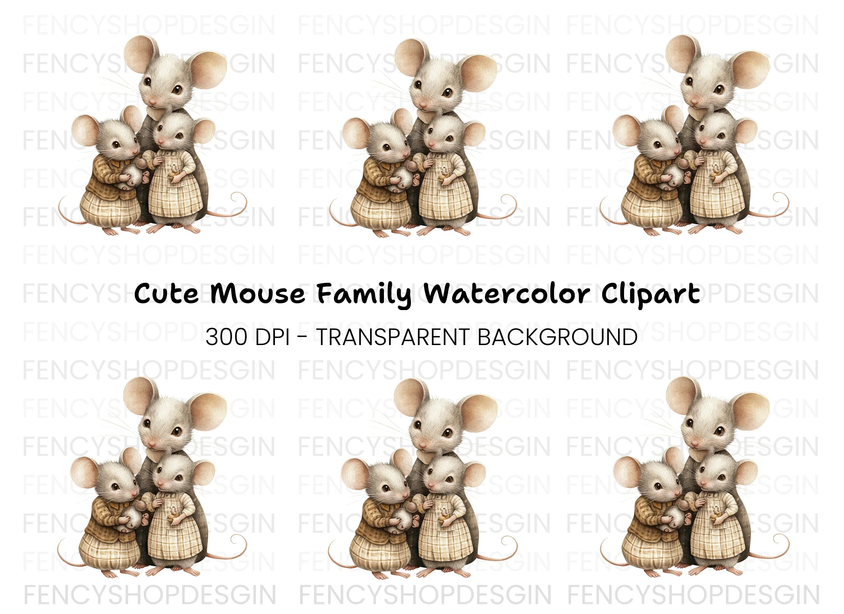 Charming Mouse Family Clipart Bundle
