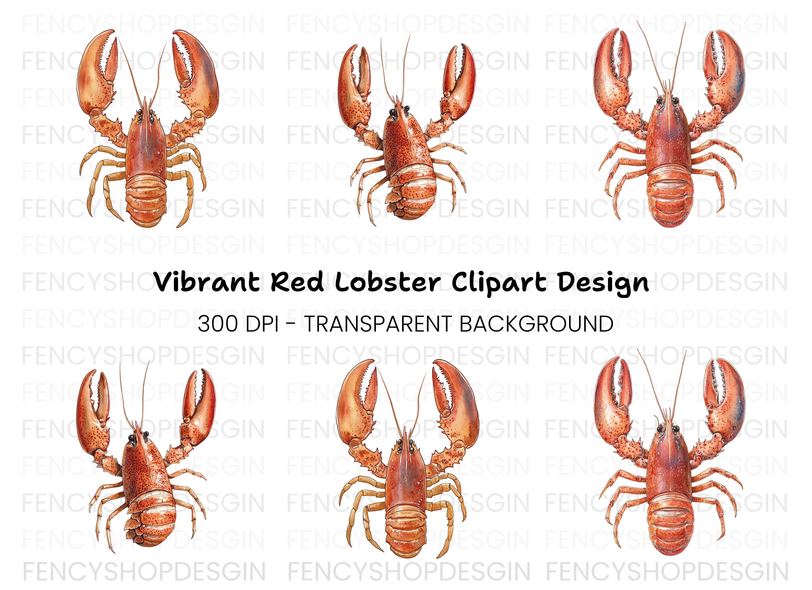Detailed Lobster Clipart Bundle