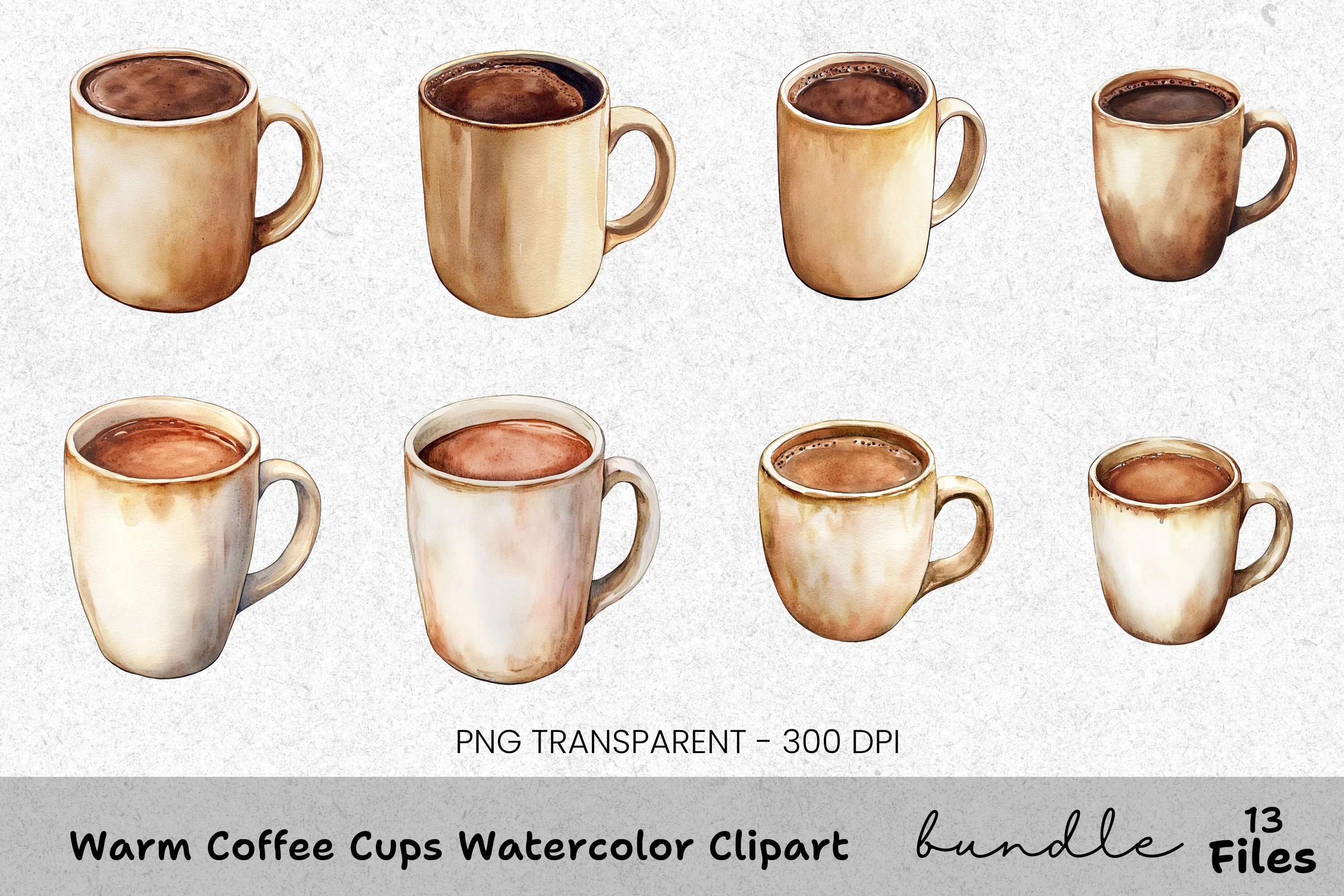 Warm Coffee Cups Clipart Bundle