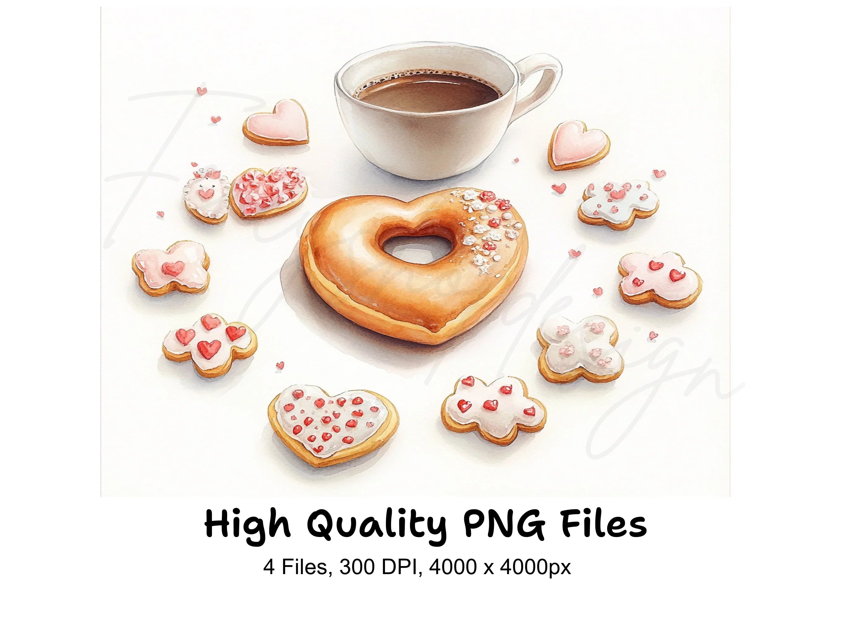 Valentine's Day Donut Coffee Clipart Bundle