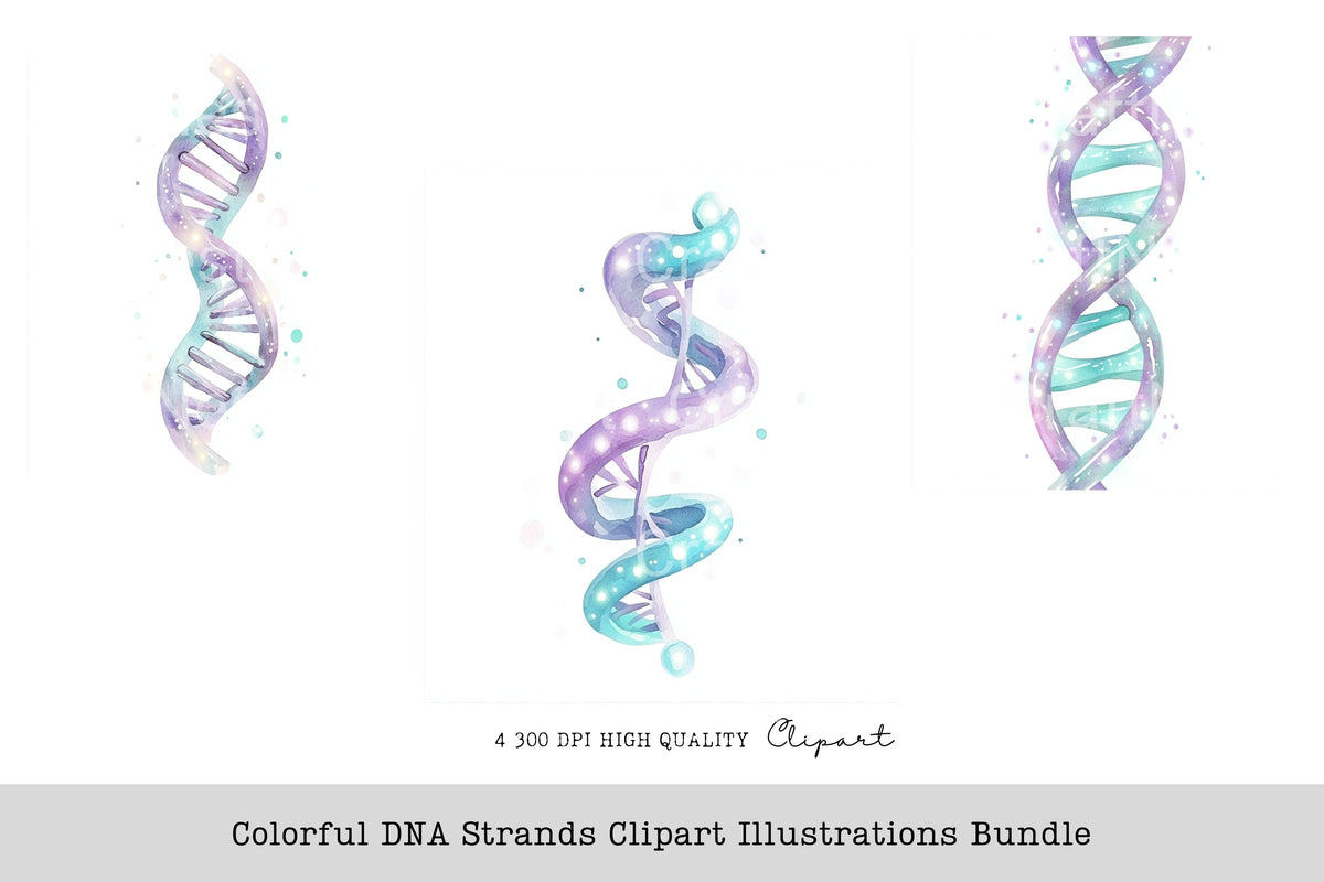 Colorful Dna Strands Illustrations Clipart Bundle