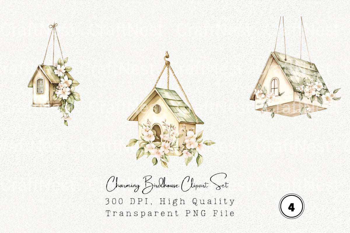 Charming Birdhouse Clipart Bundle